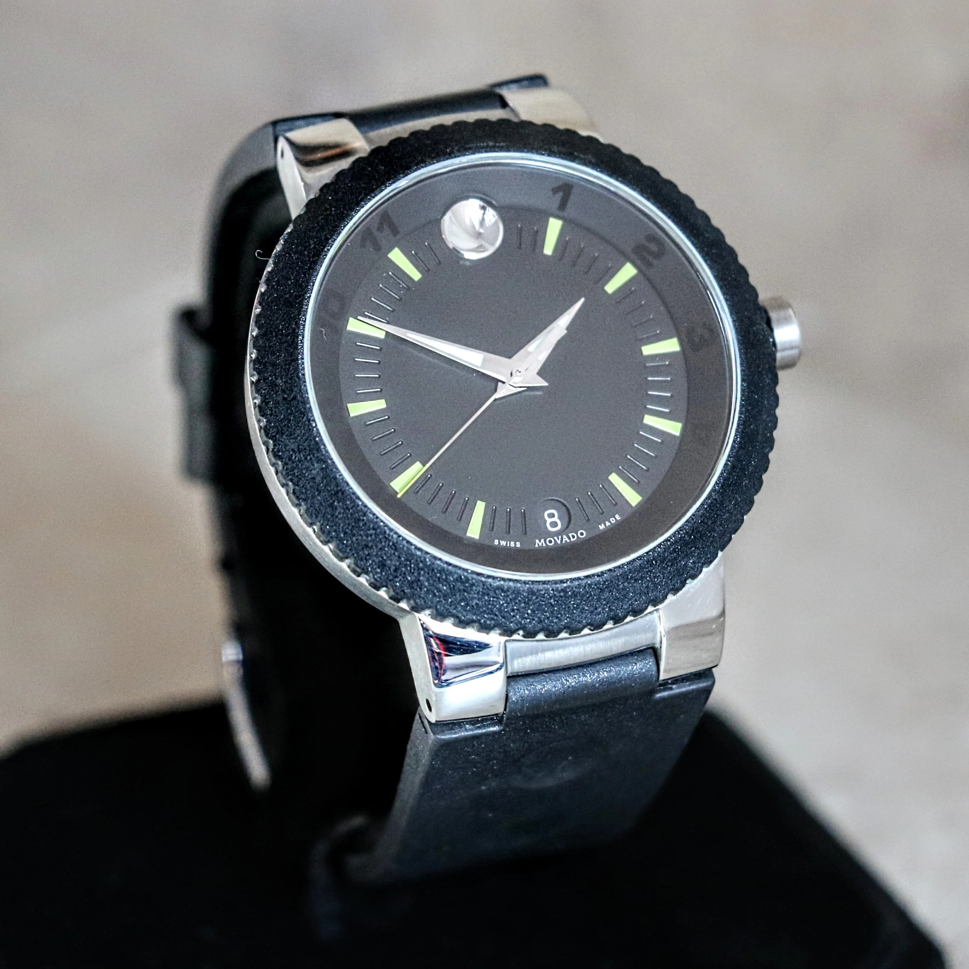 MOVADO Sport Edge Watch Black Dial Ref. 54.30.1286 Stainless Steel Case Wristwatch - Image 3