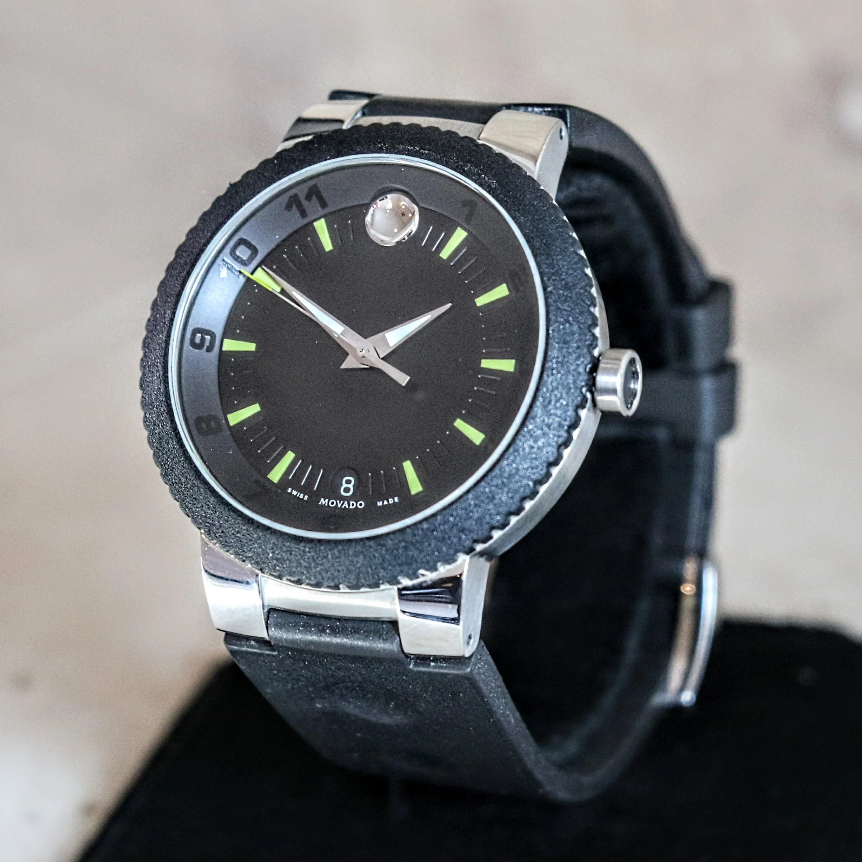 MOVADO Sport Edge Watch Black Dial Ref. 54.30.1286 Stainless Steel Case Wristwatch - Image 4