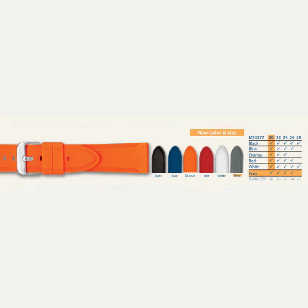 MS3377 - Genuine Silicone - Hadley Roma Watch Strap - Image 2