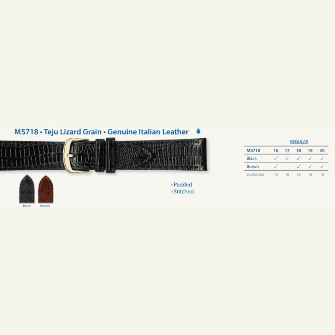 MS718 - Teju Lizard Grain Genuine Italian Leather - Hadley Roma Watch Strap - Image 2