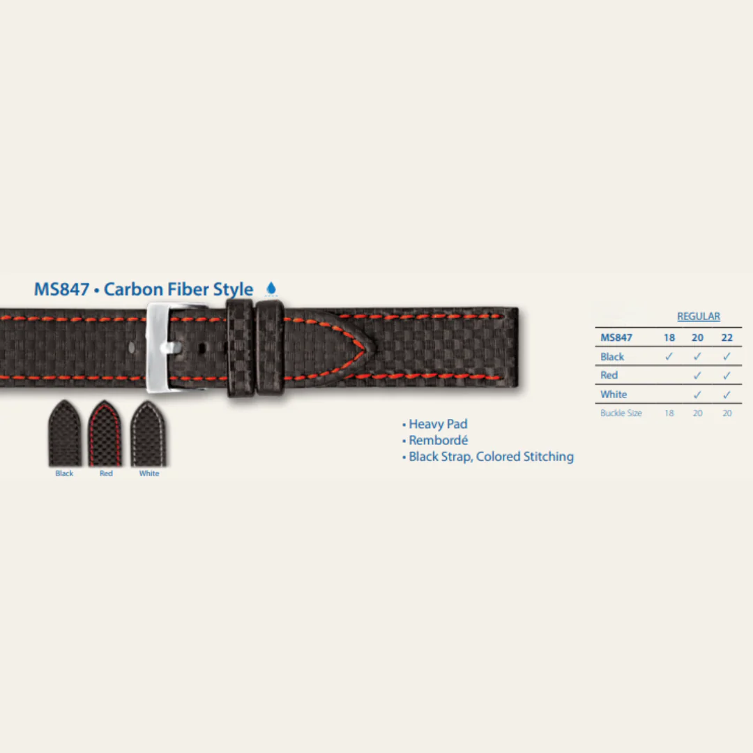 MS847 - Carbon Fiber Style - Hadley Roma Watch Strap - Image 2