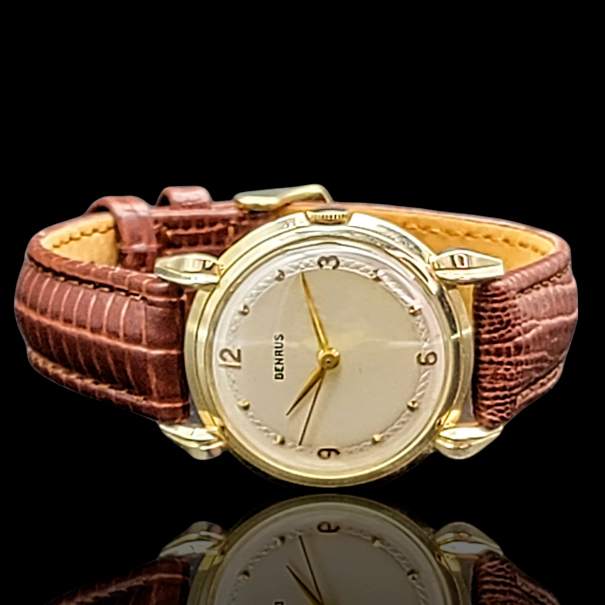 1950's Solid Gold BENRUS Fancy Lug Wristwatch - Caliber BH14 - Image 7