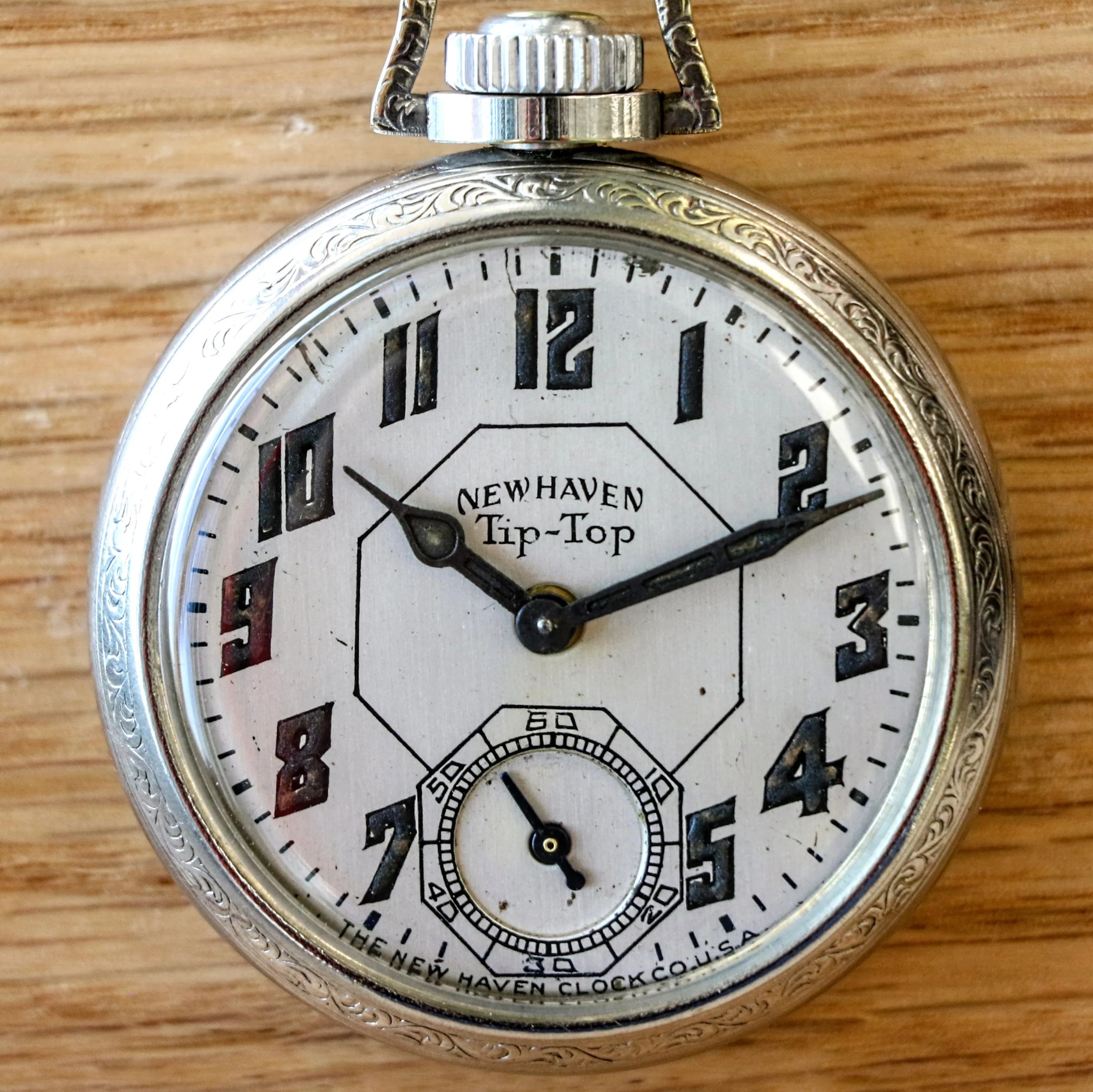 Art Deco NEW HAVEN Tip-Top Pocket Watch 16s U.S.A. Made Manual Wind Timepiece - Image 2