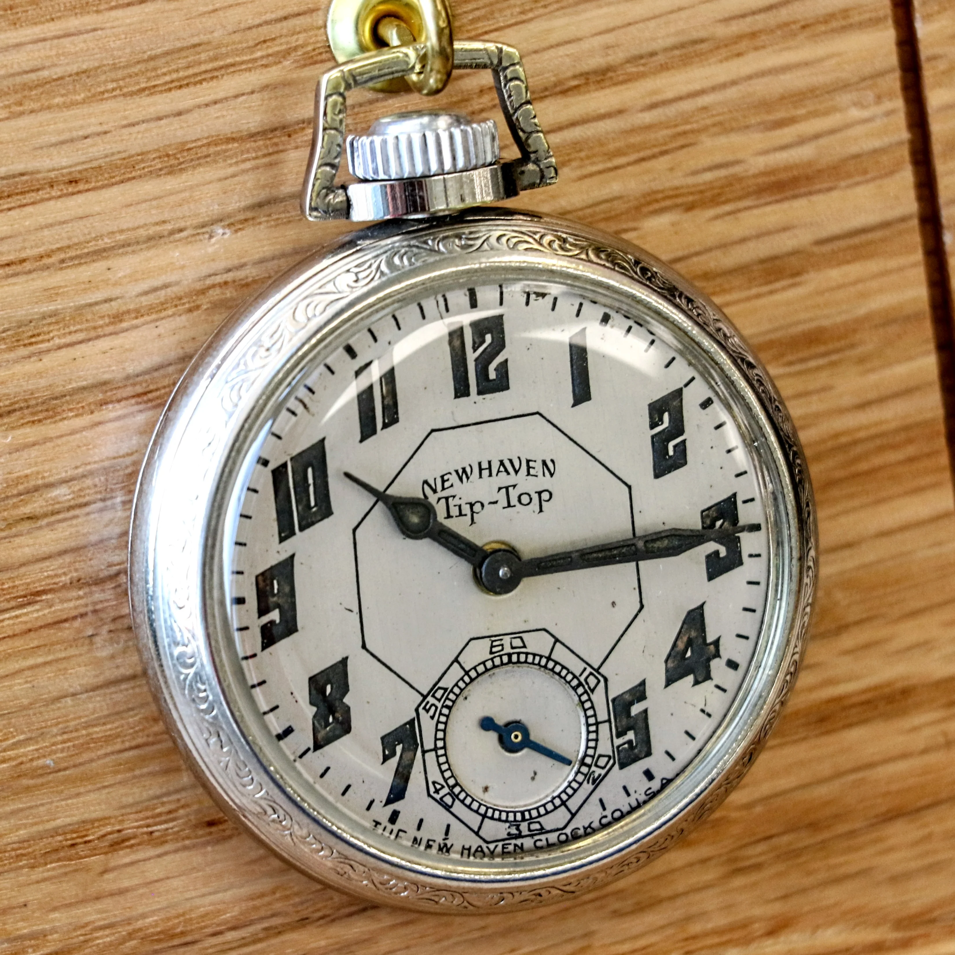 Art Deco NEW HAVEN Tip-Top Pocket Watch 16s U.S.A. Made Manual Wind Timepiece - Image 4