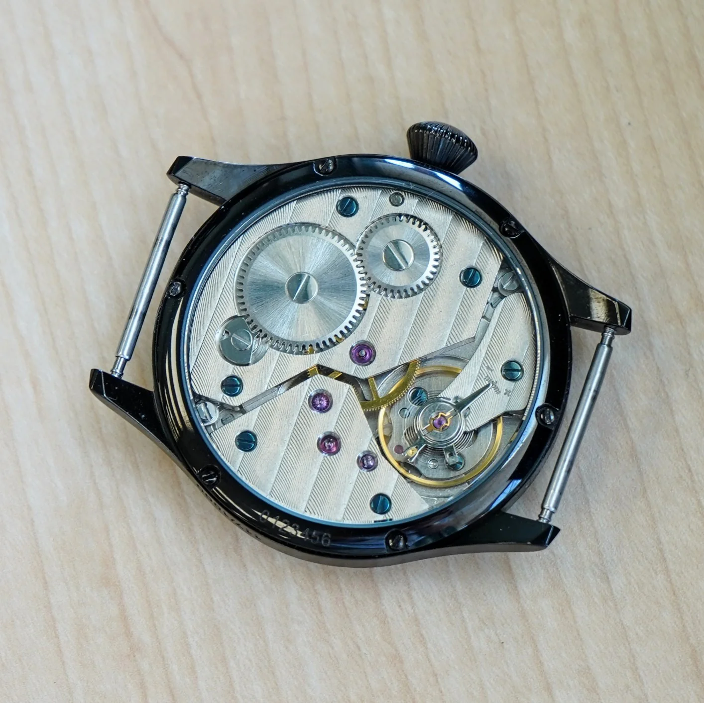 NOS! "BIG PILOT" Homage Watch Black Dial 17 Jewels Manual Wind Wristwatch 44mm - Image 12