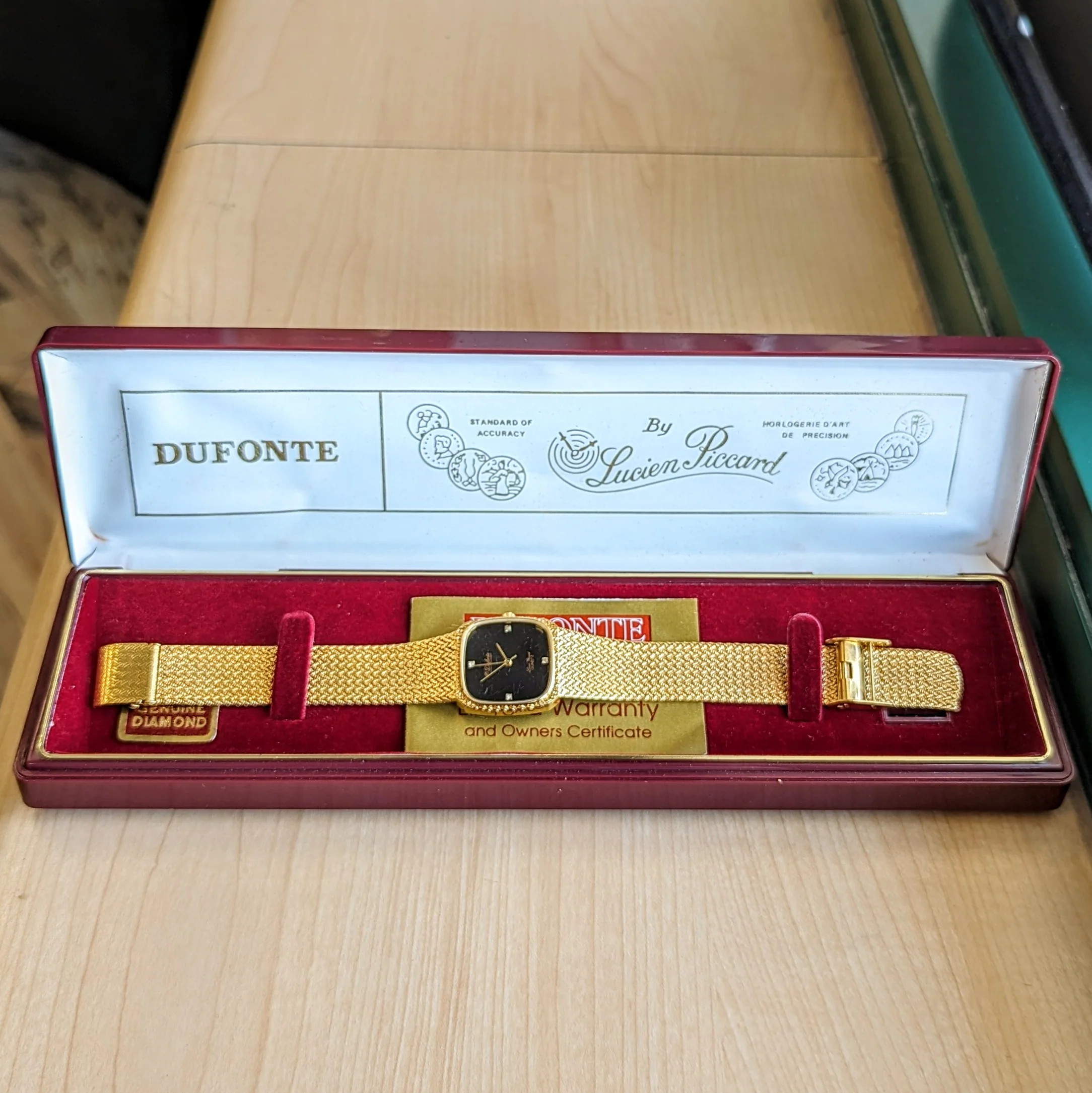 NOS Dufonte By Lucien Picard Quartz Watch Diamond Dial ALL Original Box & Papers - Image 13