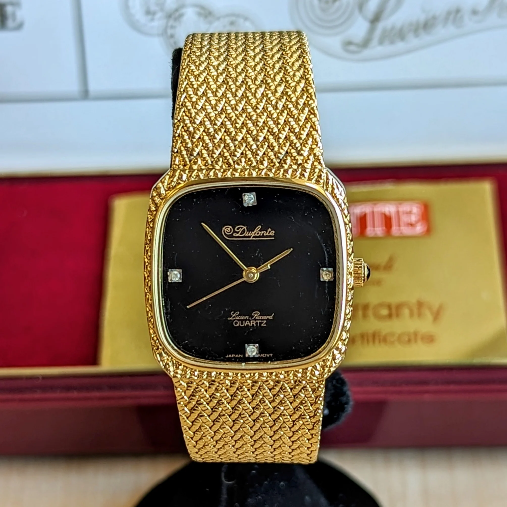 NOS Dufonte By Lucien Picard Quartz Watch Diamond Dial ALL Original Box & Papers - Image 3