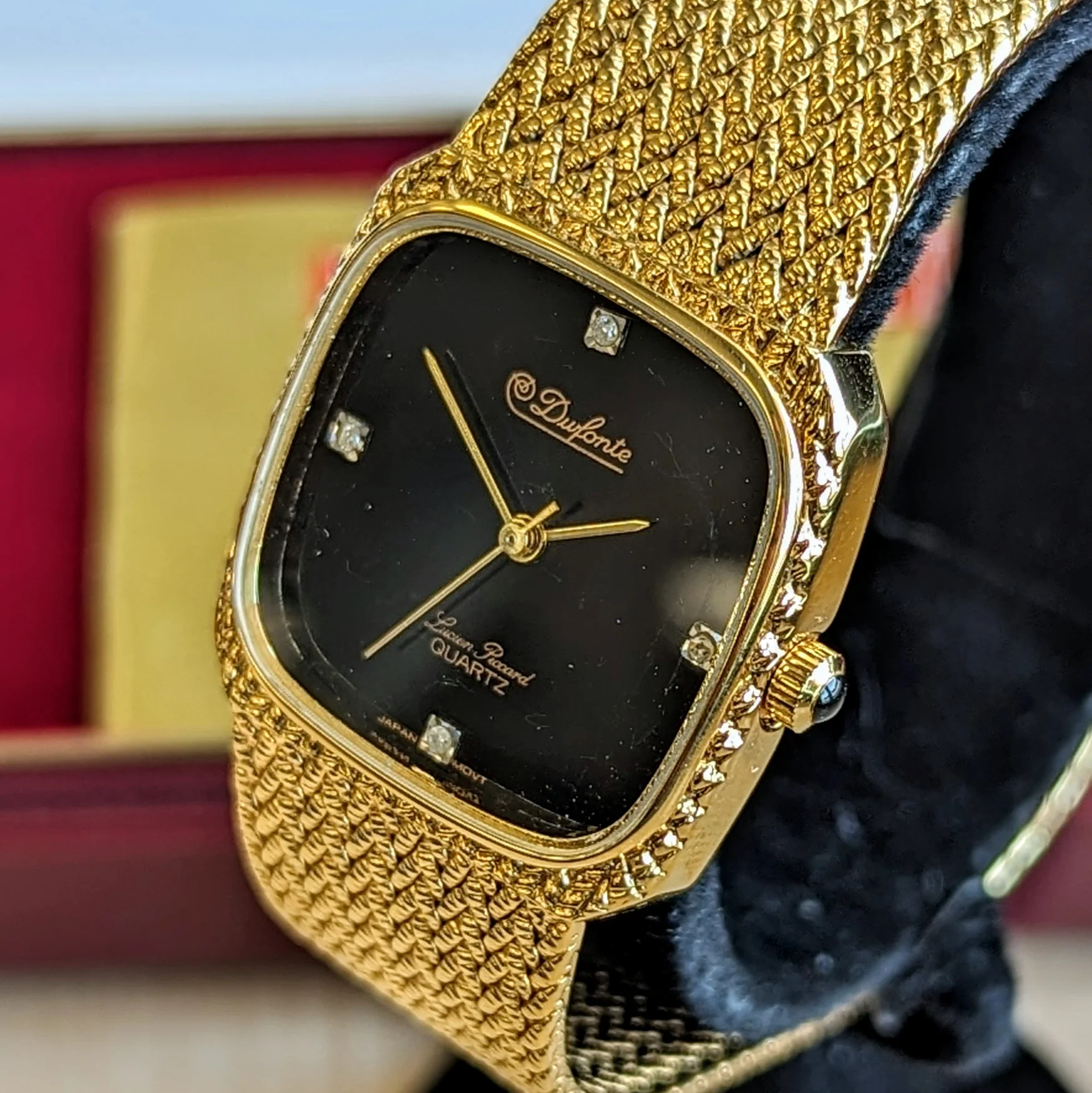 NOS Dufonte By Lucien Picard Quartz Watch Diamond Dial ALL Original Box & Papers - Image 4