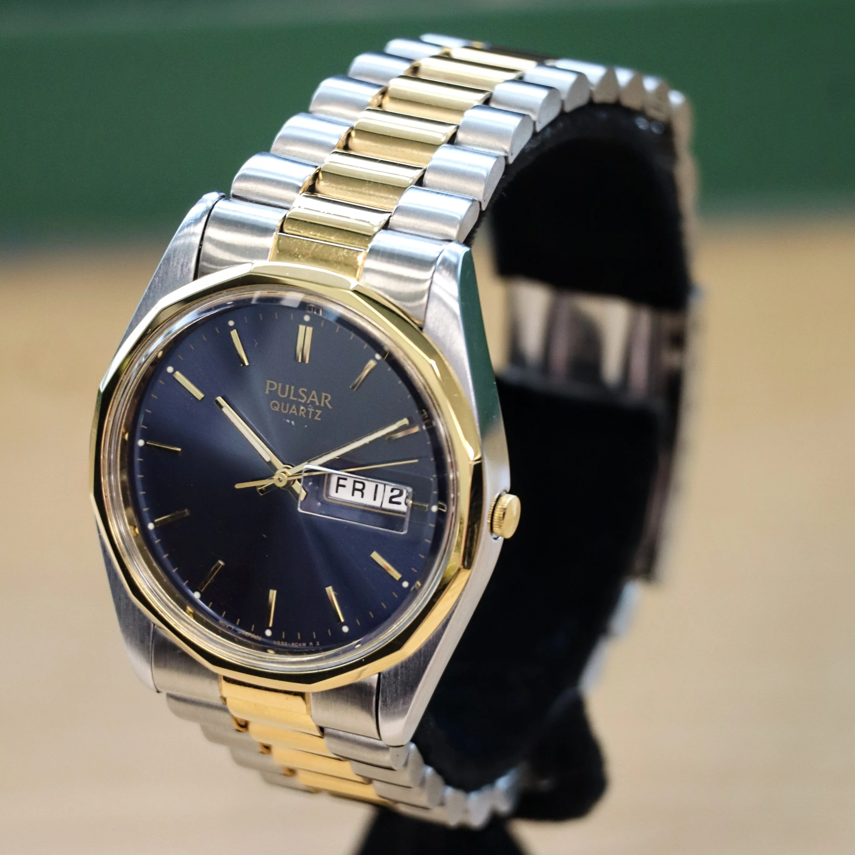 NOS PULSAR Quartz Watch Ref. PPX108 Day/Date Two-Tone Case & Bracelet Wristwatch Box & Papers! - Image 5