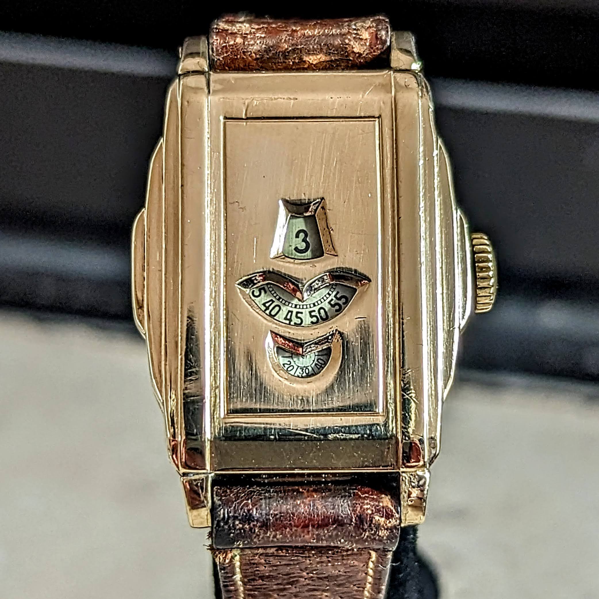 OLLENDORFF Jump Hour Wristwatch Vintage Digital Watch Swiss Made 7 Jewels - Image 2