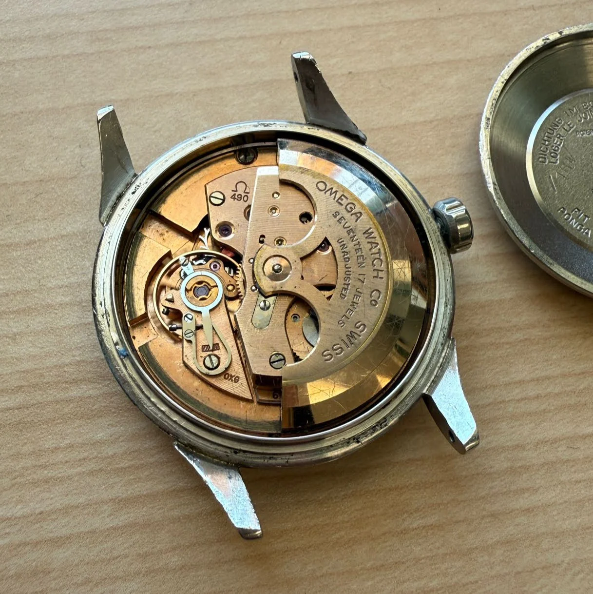 1954 Omega Automatic Watch Cal. 490 17 Jewels Wristwatch 34mm S.S. Black Dial - Image 16
