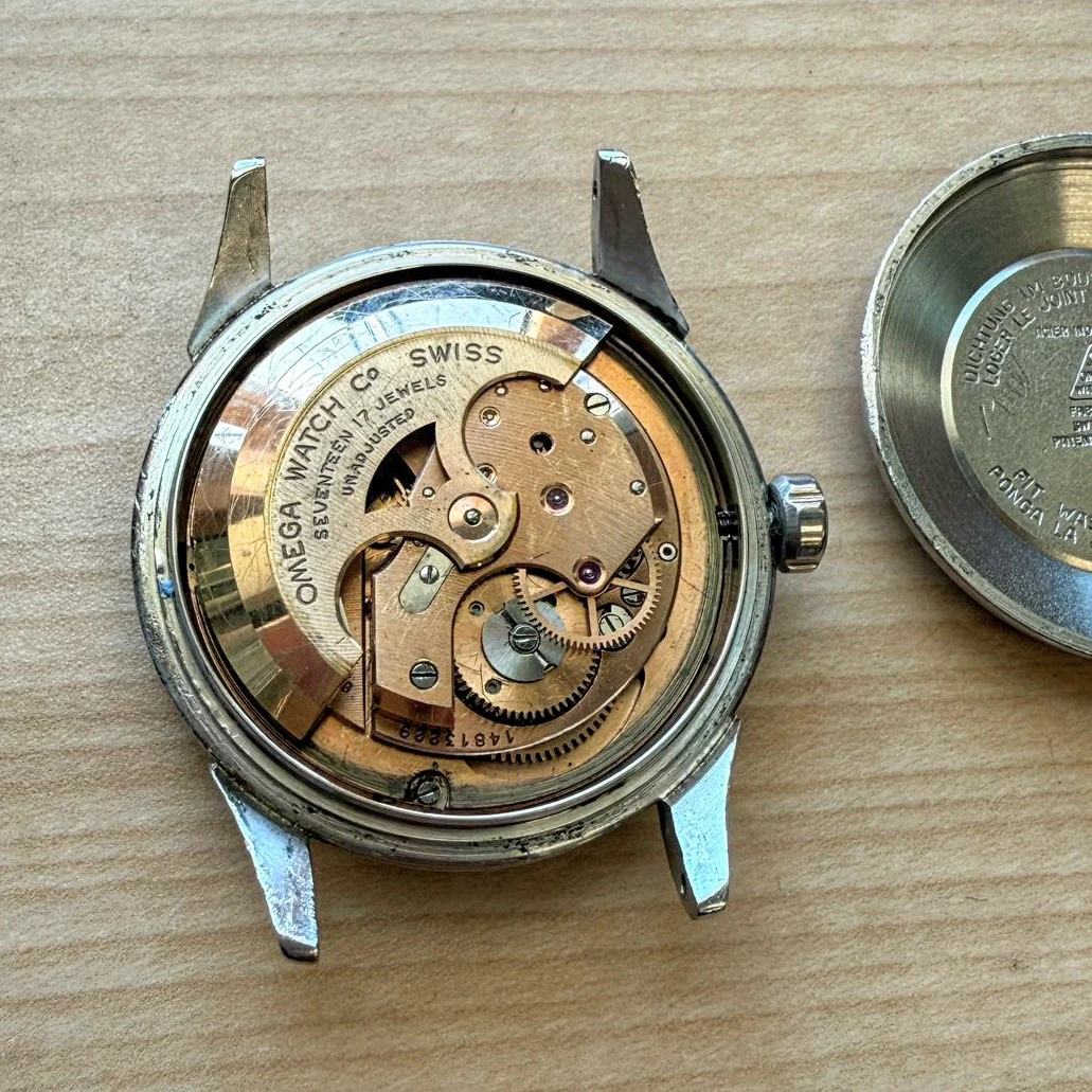 1954 Omega Automatic Watch Cal. 490 17 Jewels Wristwatch 34mm S.S. Black Dial - Image 17