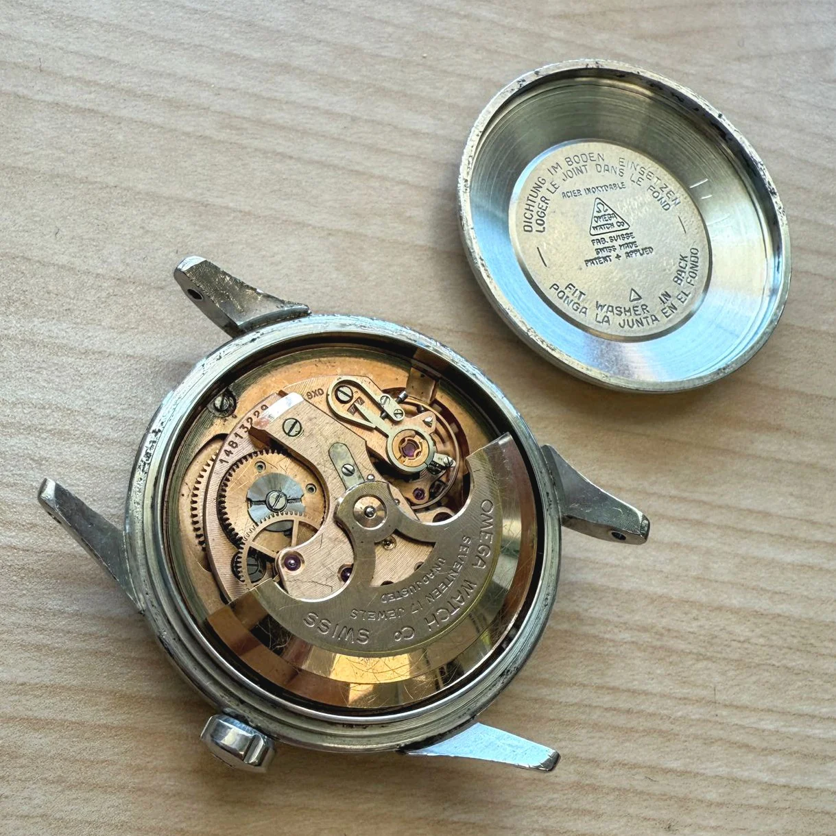 1954 Omega Automatic Watch Cal. 490 17 Jewels Wristwatch 34mm S.S. Black Dial - Image 18
