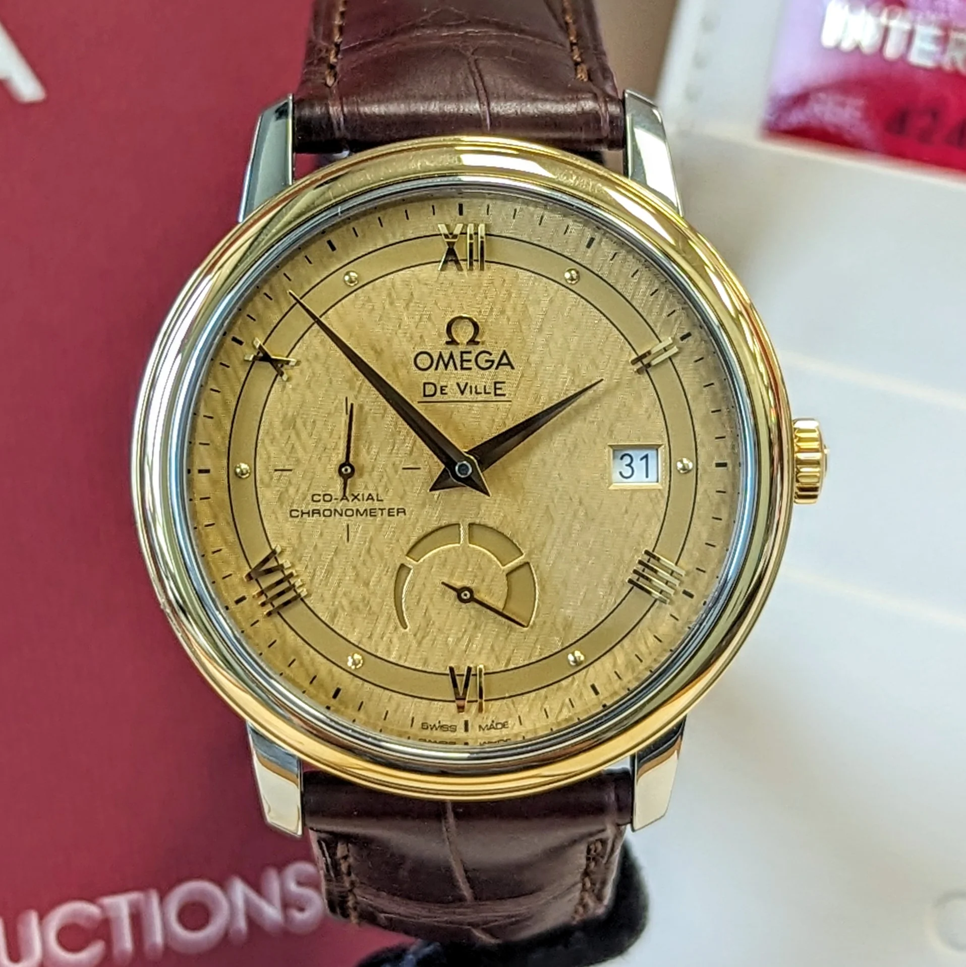 OMEGA De Ville Prestige Chronometer Watch S.S & Yellow Gold Ref. 424.23.40.21.08.001 - ALL Original 2-Box & Papers - Image 2