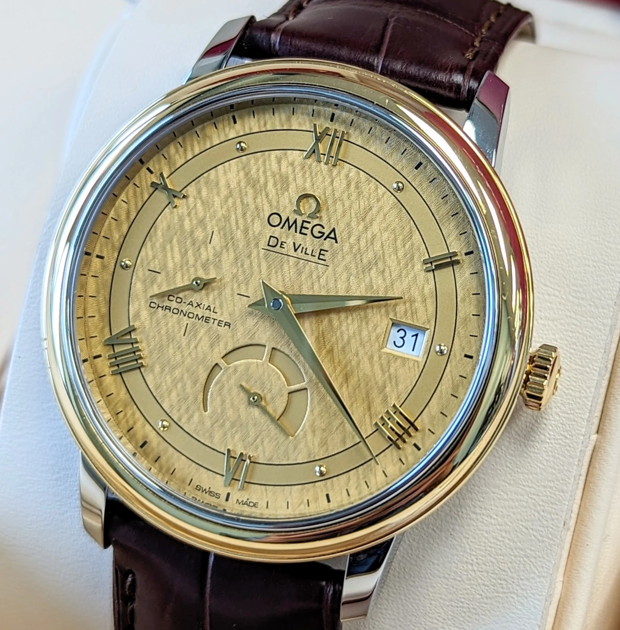OMEGA De Ville Prestige Chronometer Watch S.S & Yellow Gold Ref. 424.23.40.21.08.001 - ALL Original 2-Box & Papers - Image 6