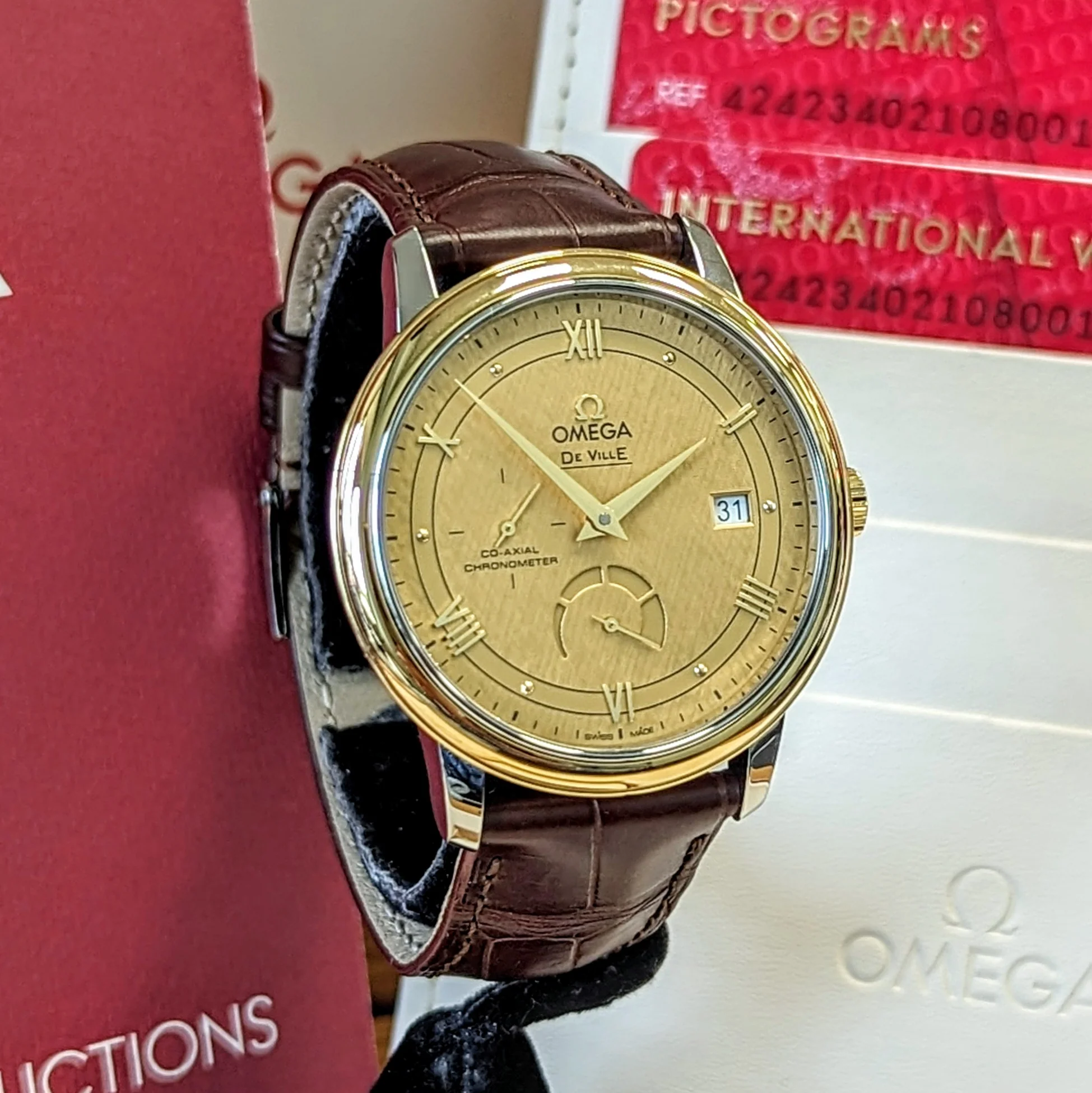 OMEGA De Ville Prestige Chronometer Watch S.S & Yellow Gold Ref. 424.23.40.21.08.001 - ALL Original 2-Box & Papers - Image 7