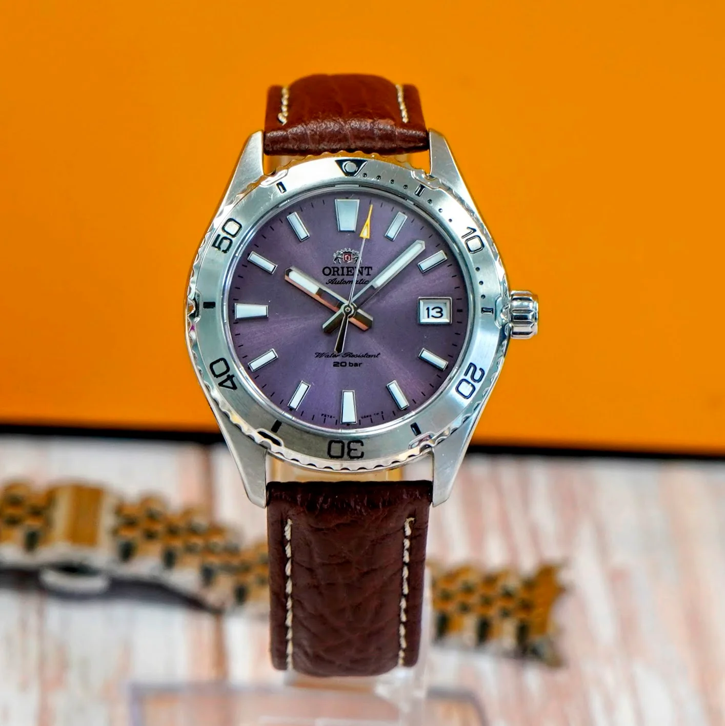 Orient Mako 40 Automatic Watch RA-AC0Q07V30B Purple Dial Date Diver Wristwatch 200m Water Resistant - Image 3