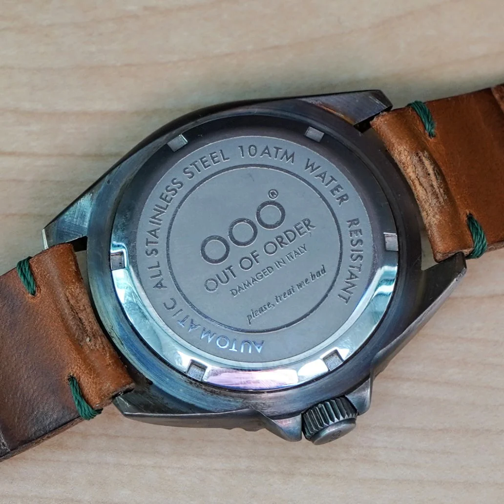 OUT OF ORDER Automatico Green Watch Date Wristwatch - ALL Original 2 Bands Box & Papers - Image 7