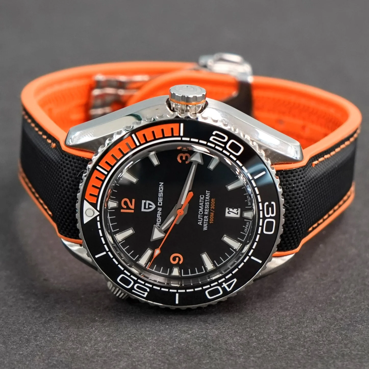 PAGANI DESIGN Automatic Diver Watch Ceramic Bezel ALL S.S. 100M Water Resistant - Brand New! - Image 12