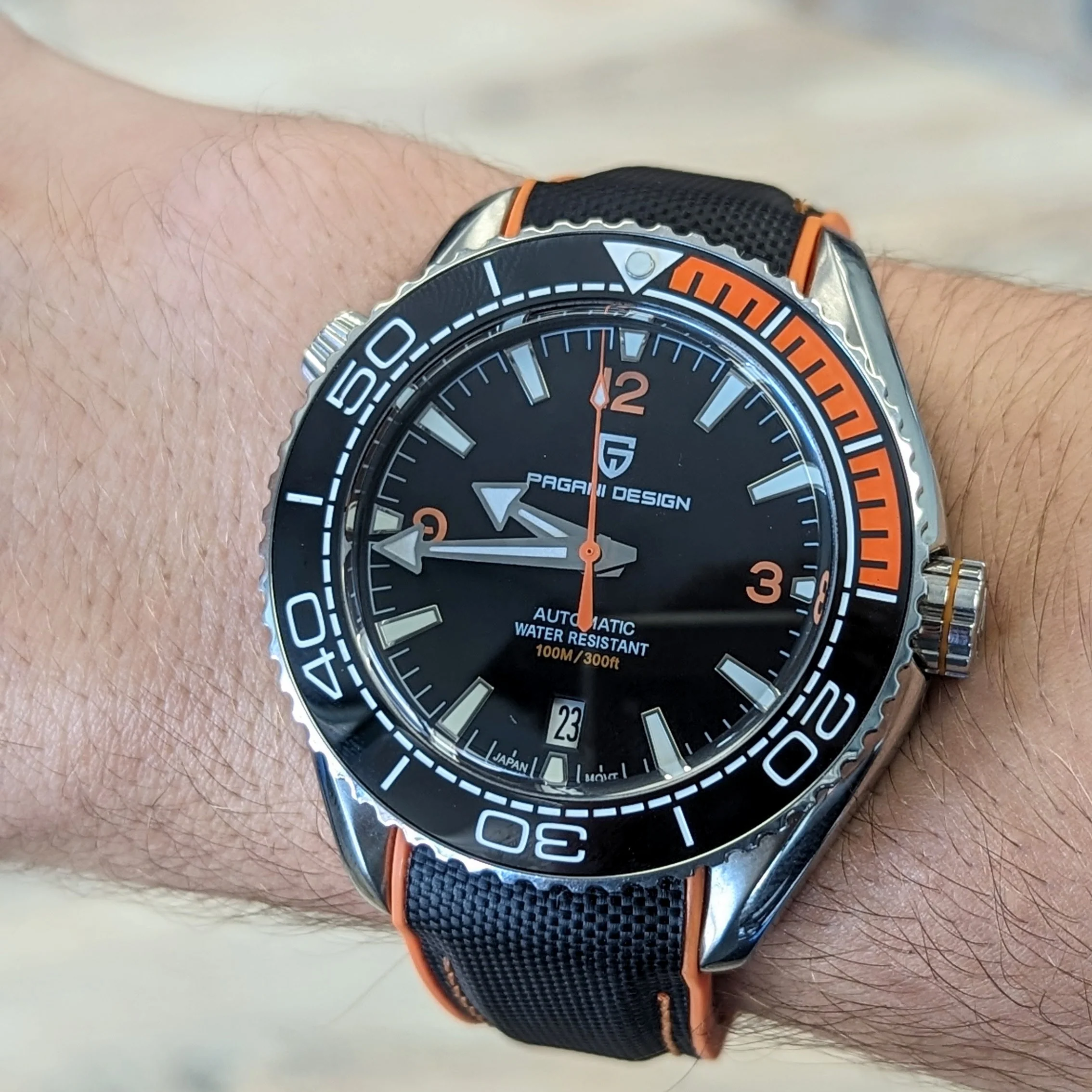 PAGANI DESIGN Automatic Diver Watch Ceramic Bezel ALL S.S. 100M Water Resistant - Brand New! - Image 8