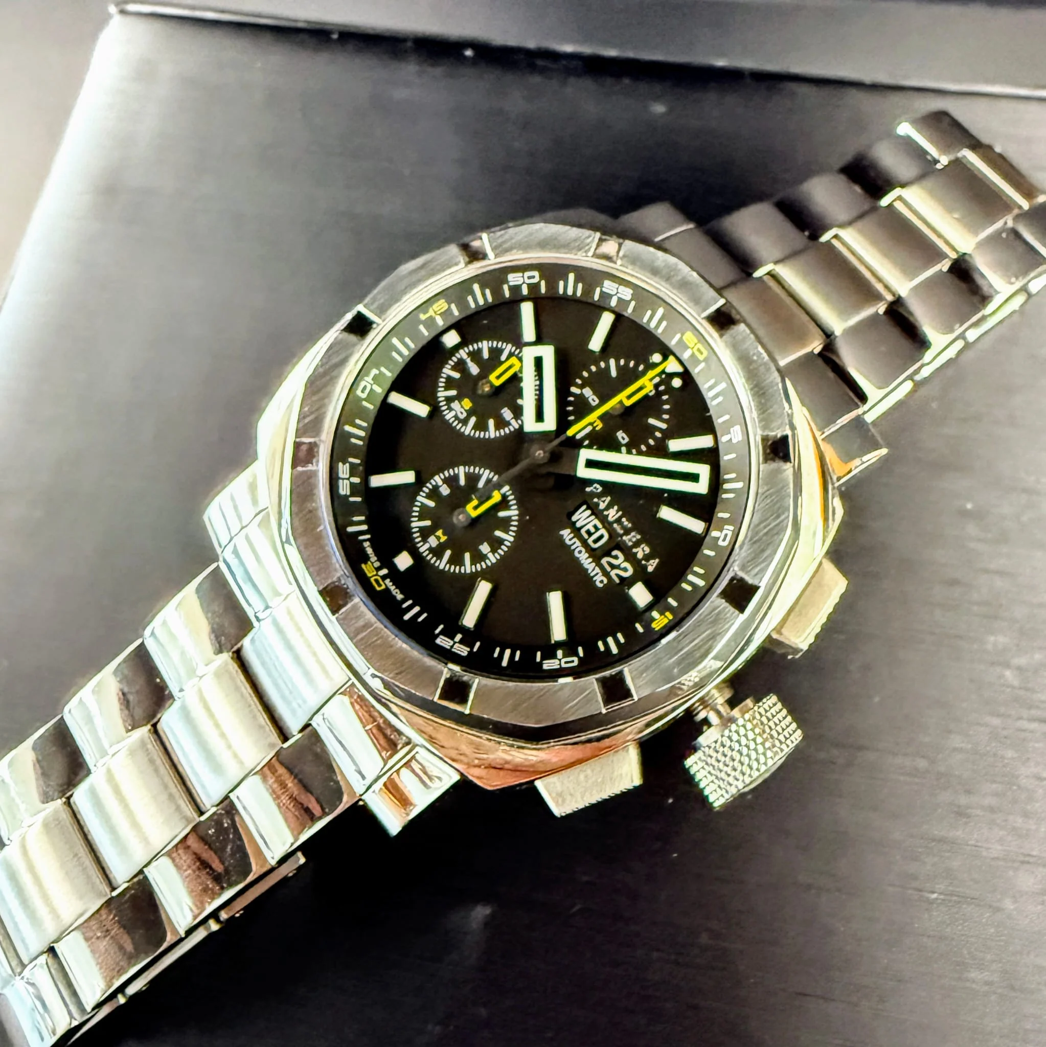 PANZERA Aquamarine 45C Chronograph Watch A45C-01M2 Automatic Wristwatch ALL Original - Double Box - Image 10