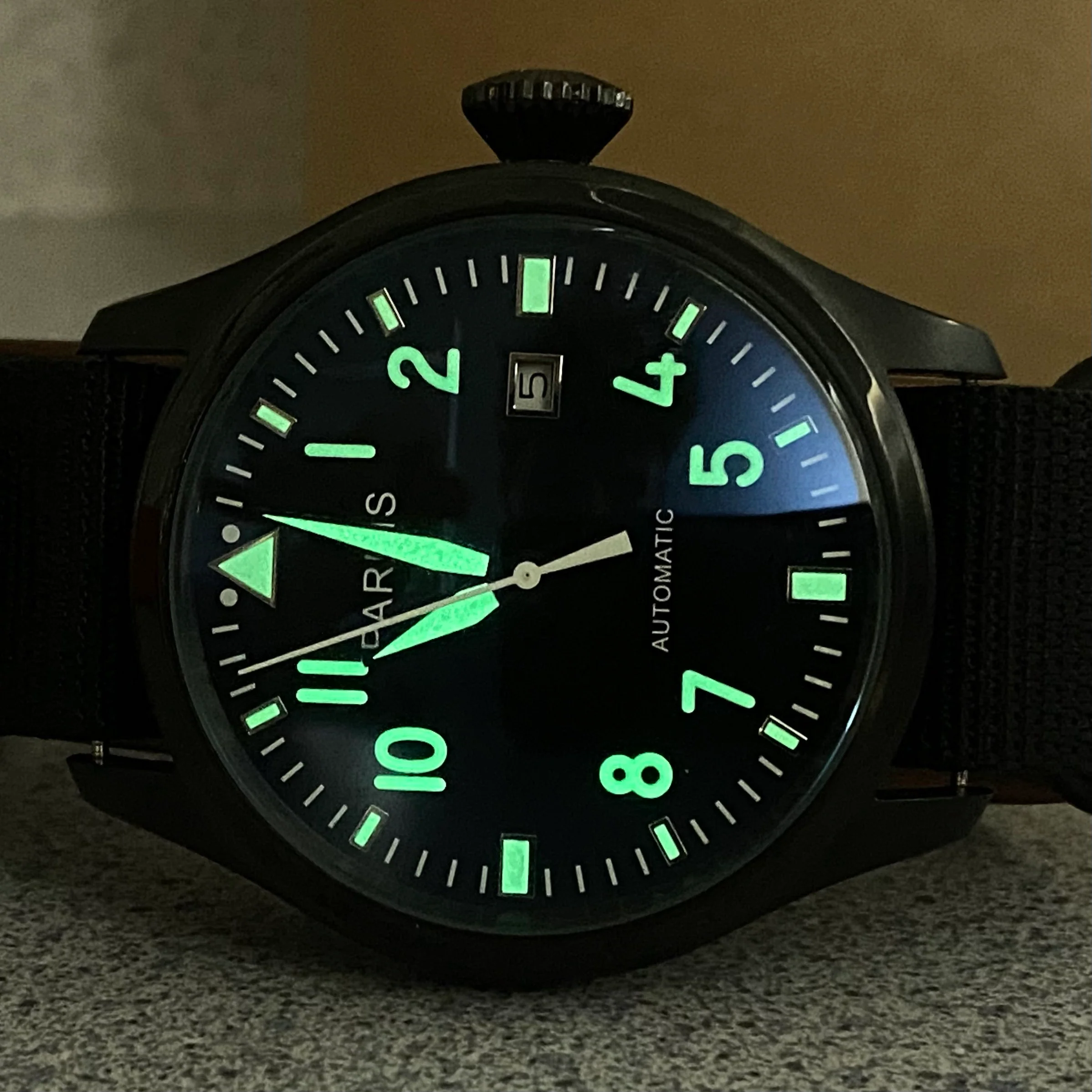 PARNIS Automatic Watch Large Pilot Style Date Display Case Back Wristwatch 46mm - Image 7
