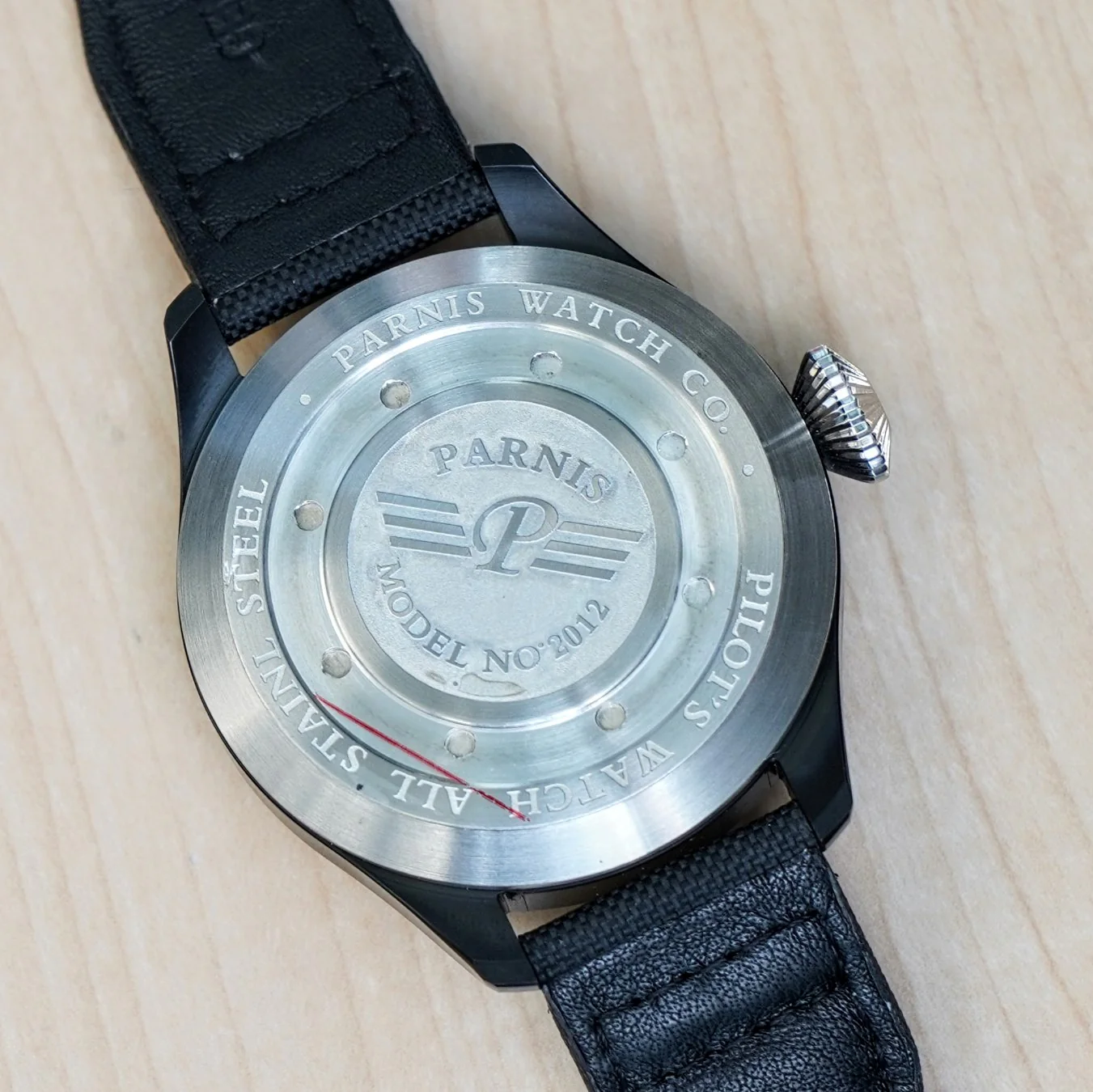PARNIS Automatic Watch Power Reserve Large Pilot Style Date Wristwatch 48mm - Image 11