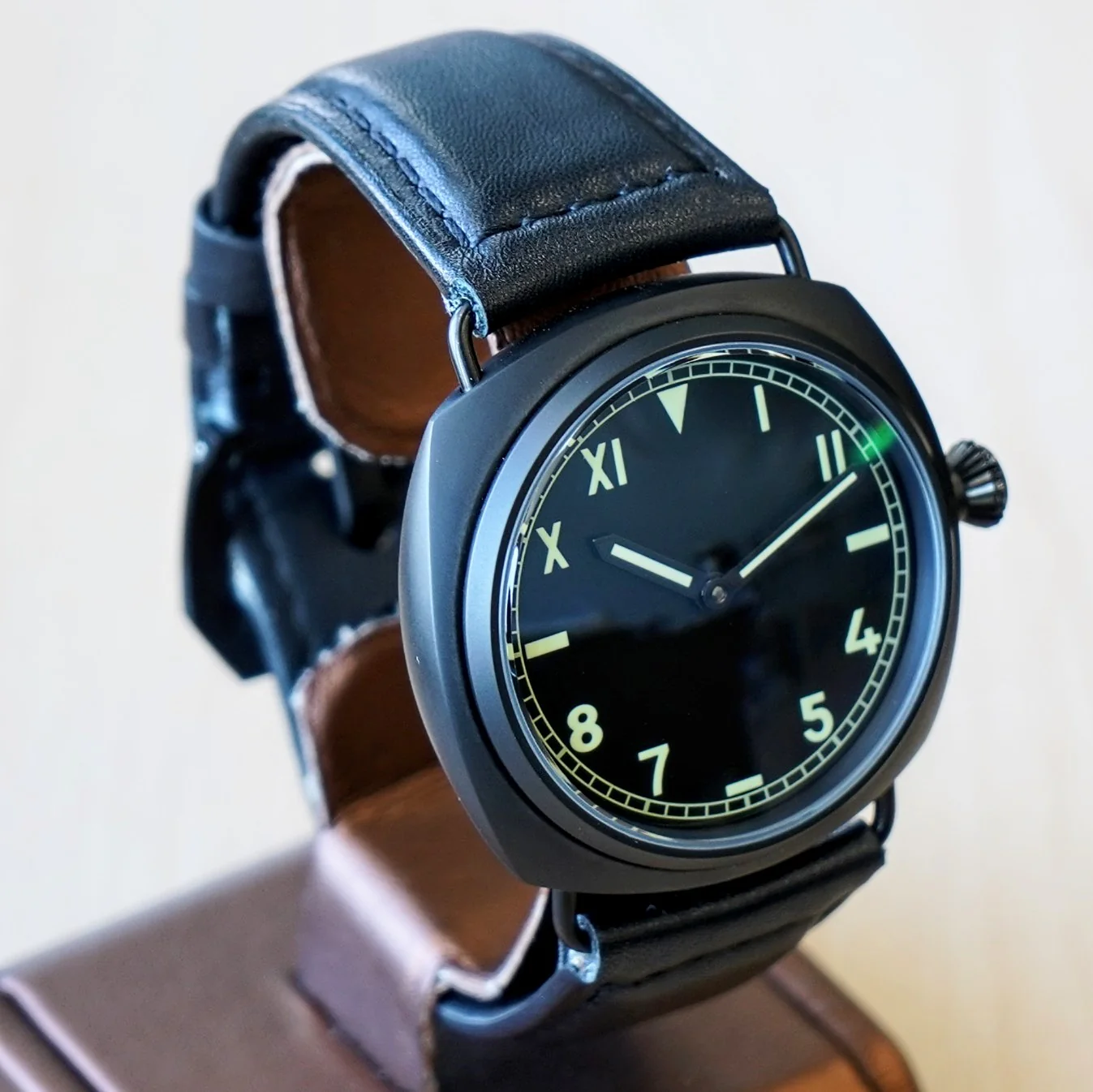 "PILOT MILITARY" Homage Watch Black California Dial Display Back Wristwatch 45mm - Image 3