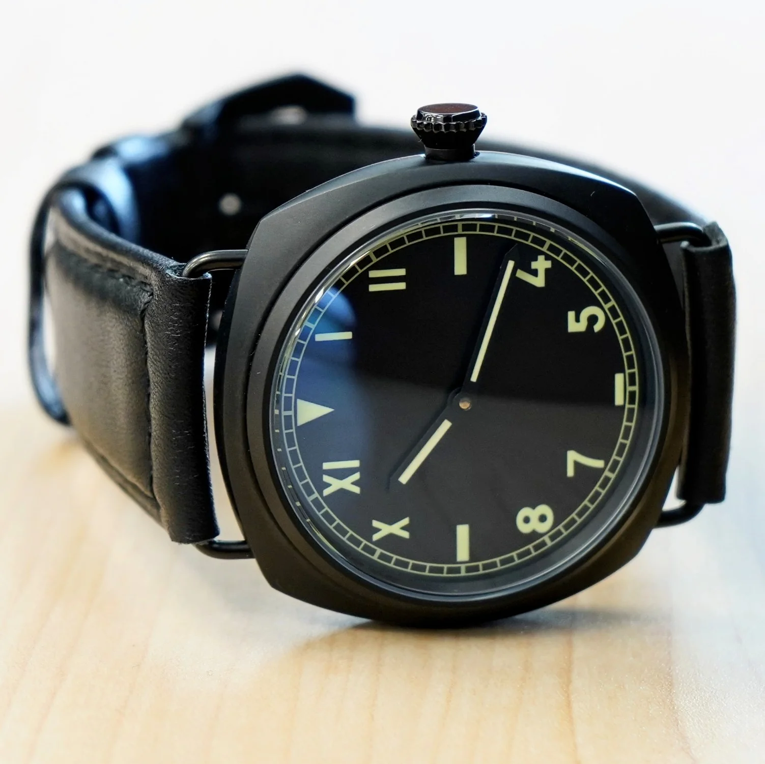 "PILOT MILITARY" Homage Watch Black California Dial Display Back Wristwatch 45mm - Image 9