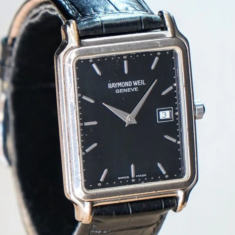 Raymond Weil Geneve Watch Ref. 5572 Date Tank S.S. Wristwatch w/ Original Strap - Image 3
