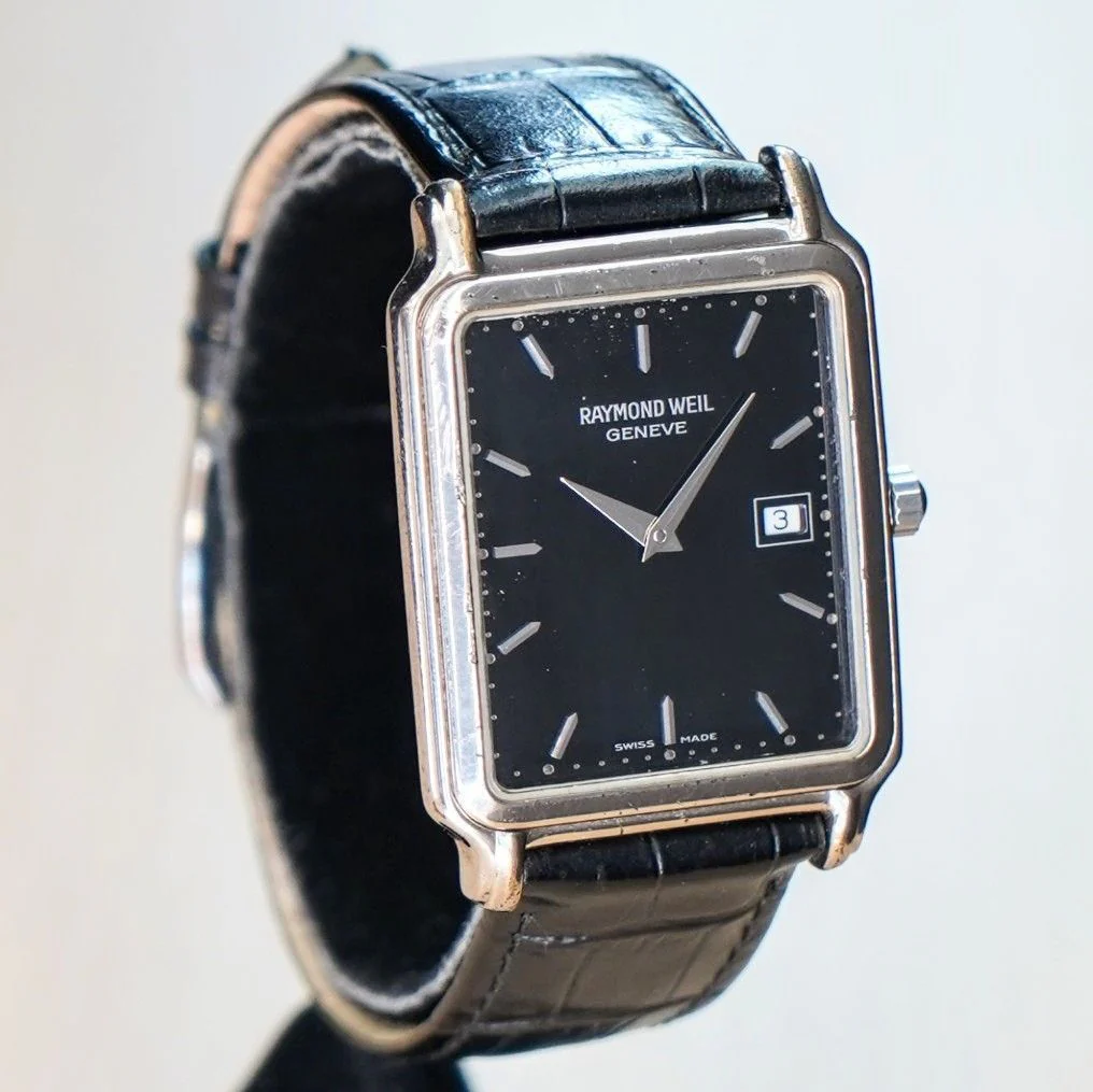 Raymond Weil Geneve Watch Ref. 5572 Date Tank S.S. Wristwatch w/ Original Strap - Image 4