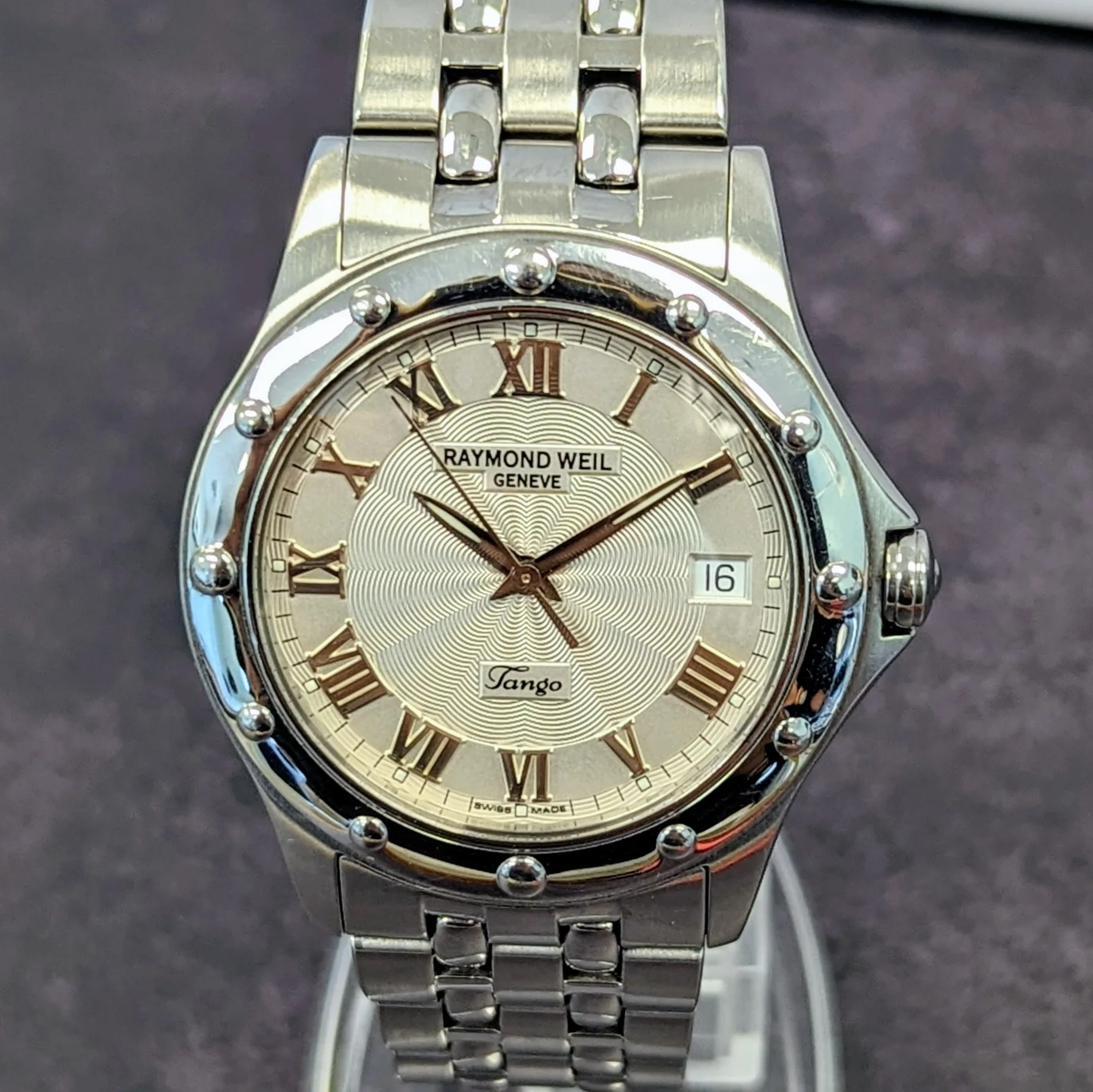 Raymond Weil Tango Watch Date Indicator 37.5mm 5590 Swiss Wristwatch ALL S.S.