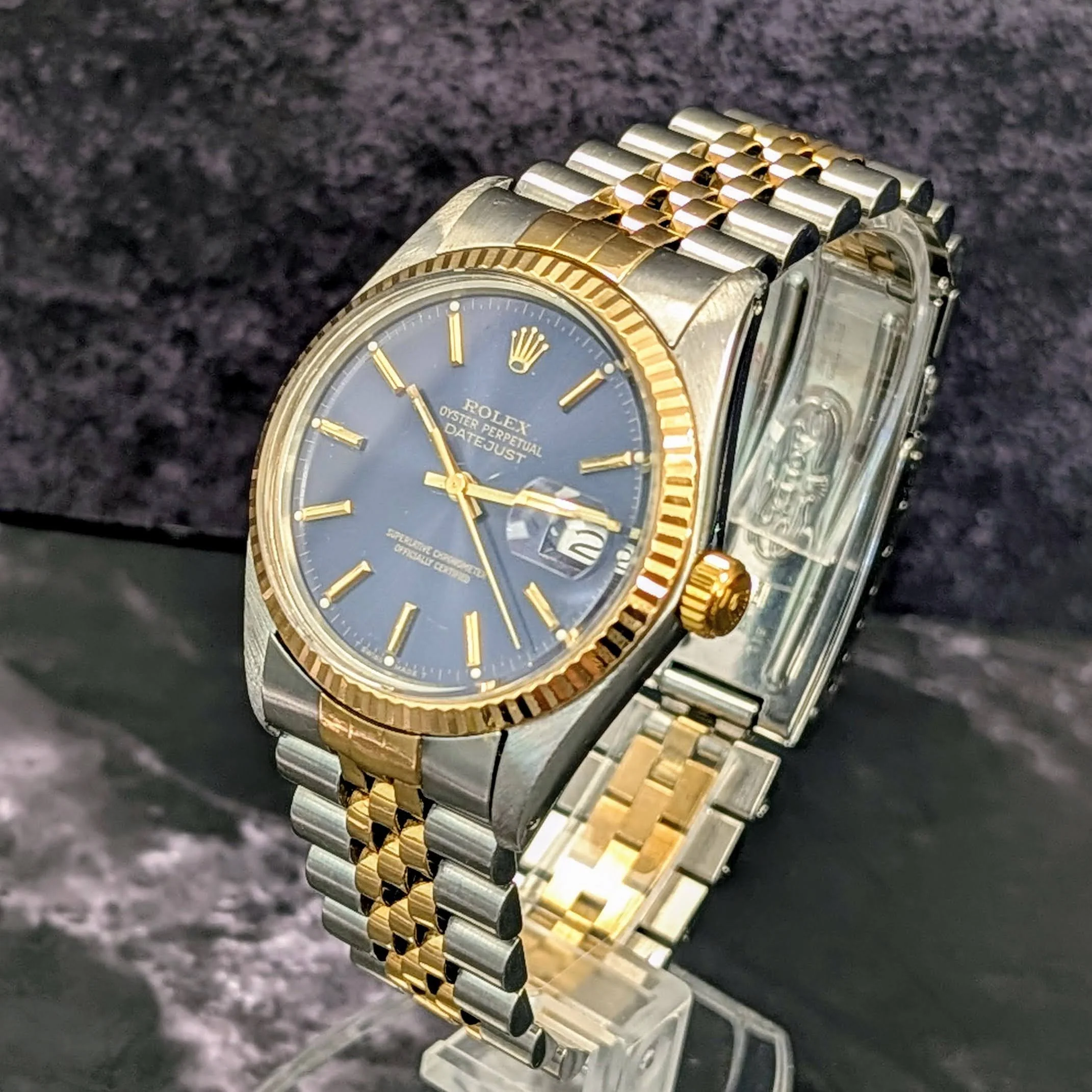1980 Rolex Datejust Watch 16013 36mm Blue Dial ALL Two-Tone Jubilee Bracelet - Image 6