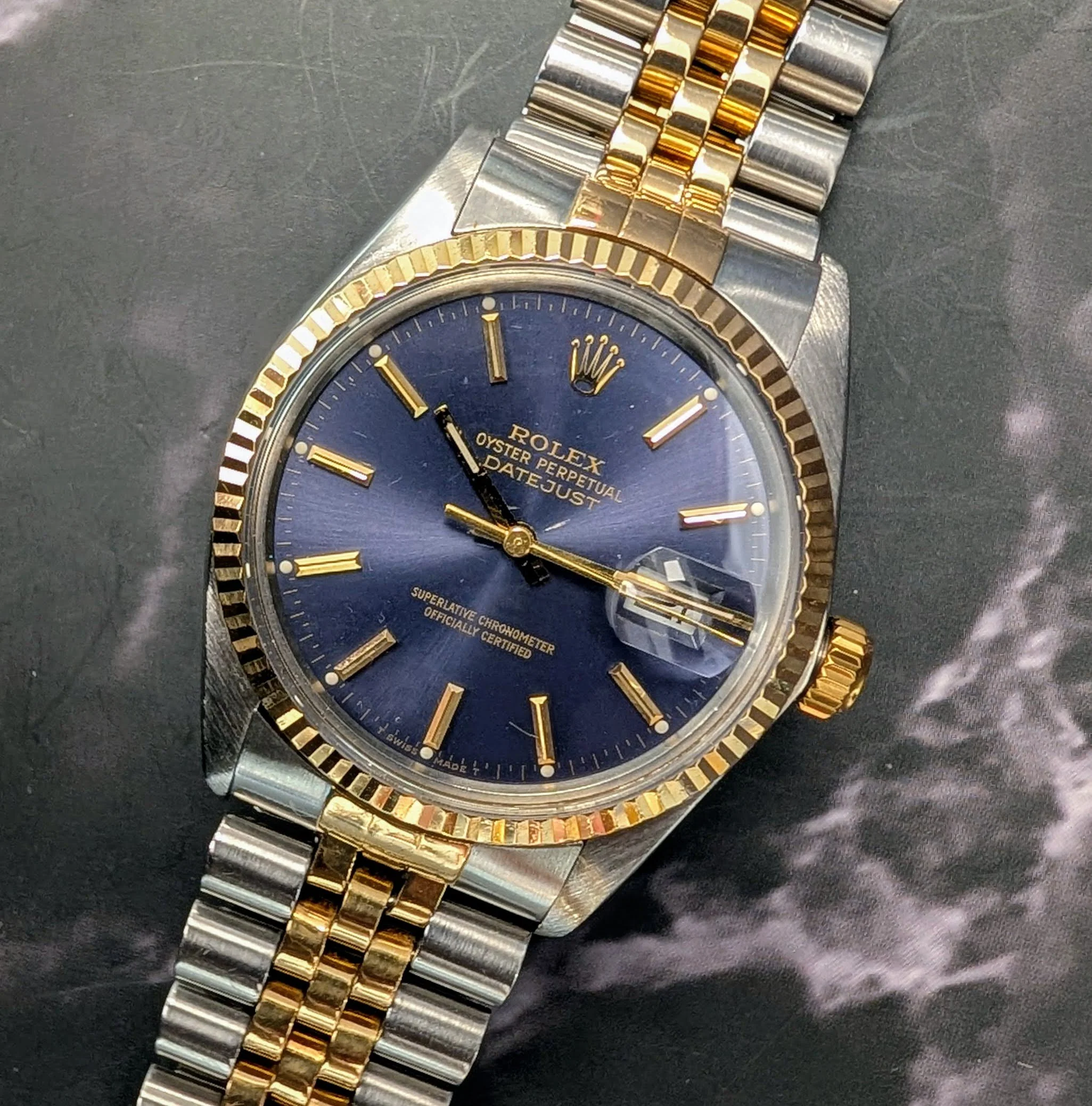 1980 Rolex Datejust Watch 16013 36mm Blue Dial ALL Two-Tone Jubilee Bracelet - Image 7