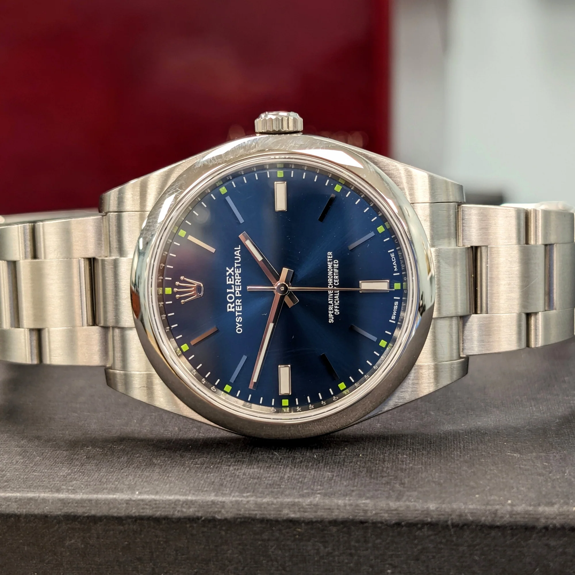 ROLEX Oyster Perpetual 39mm Ref. 114300 Blue Dial Superlative Chronometer Officially Certified Watch - Image 29