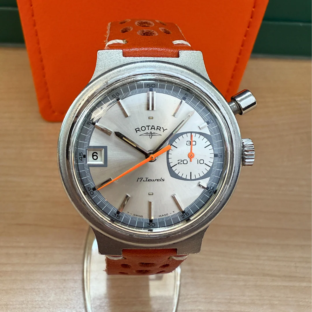 1970s Rotary Longines Monopusher Chronograph Watch 17 Jewels Date Indicator 36mm S.S. Wristwatch - Image 2