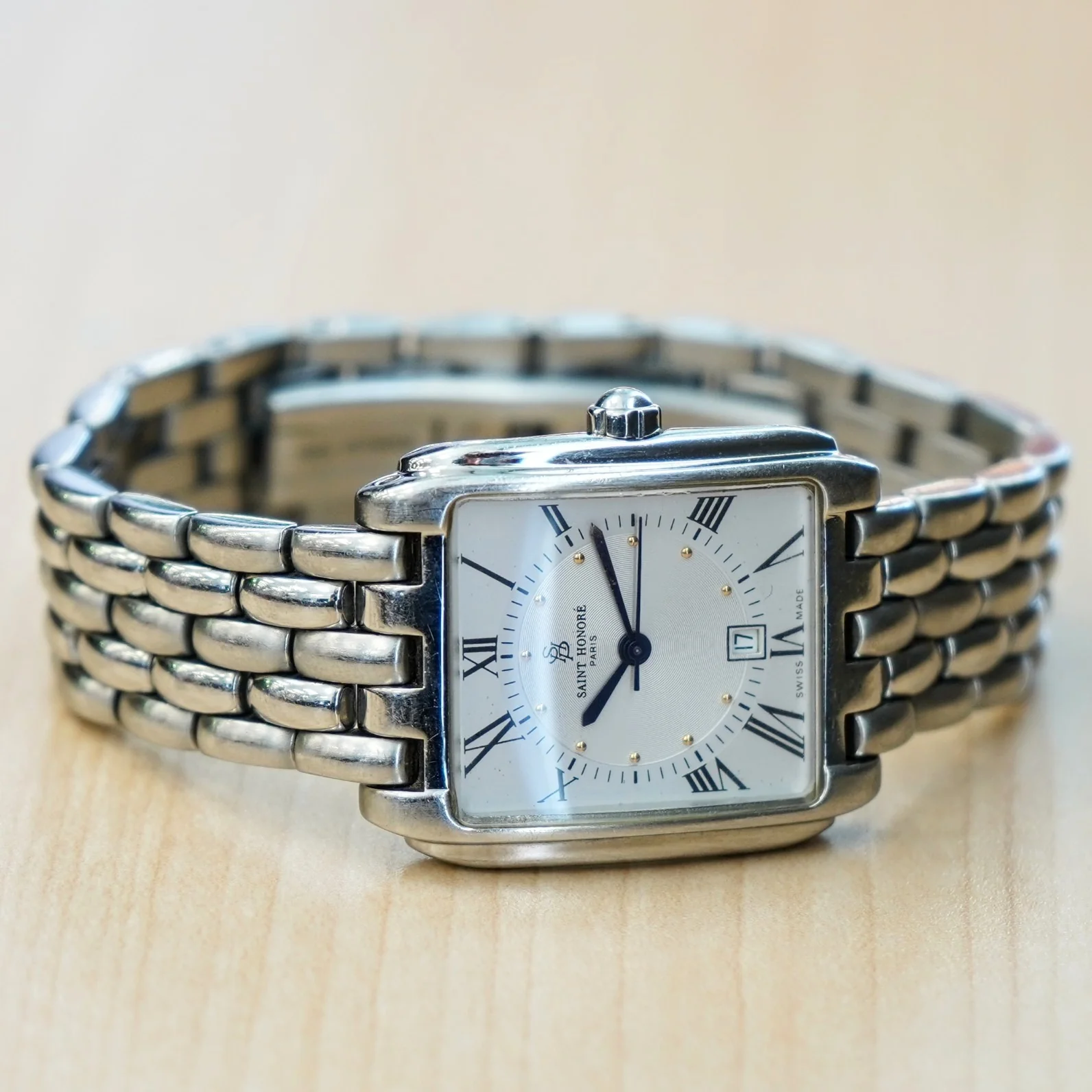 SAINT HONORE Paris Manhattan Watch Date Indicator ALL S.S. Wristwatch Swiss Made - Image 7