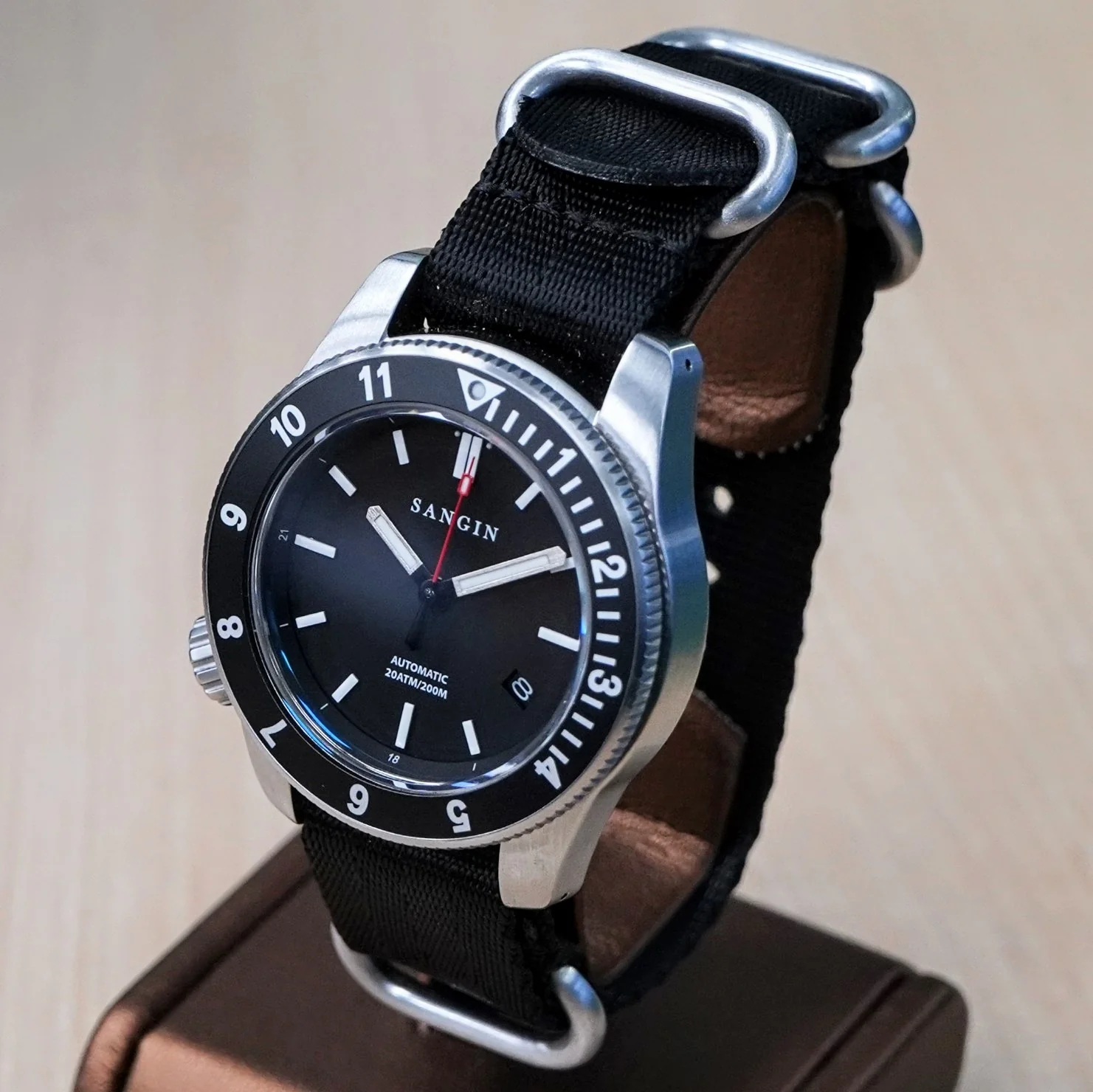 SANGIN Instruments Atlas Watch Automatic Wristwatch 20ATM Date Indicator IN BOX! - Image 5
