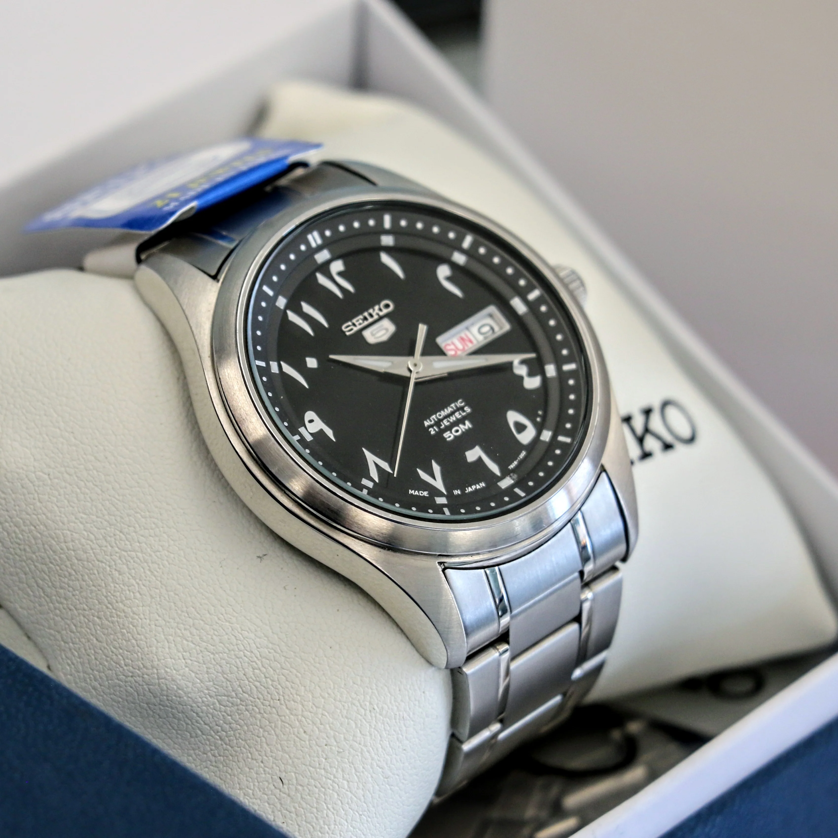 SEIKO 5 Automatic Watch Black Arabic Dial Wristwatch Ref. SNKP21J1 Box & Papers! - Image 10