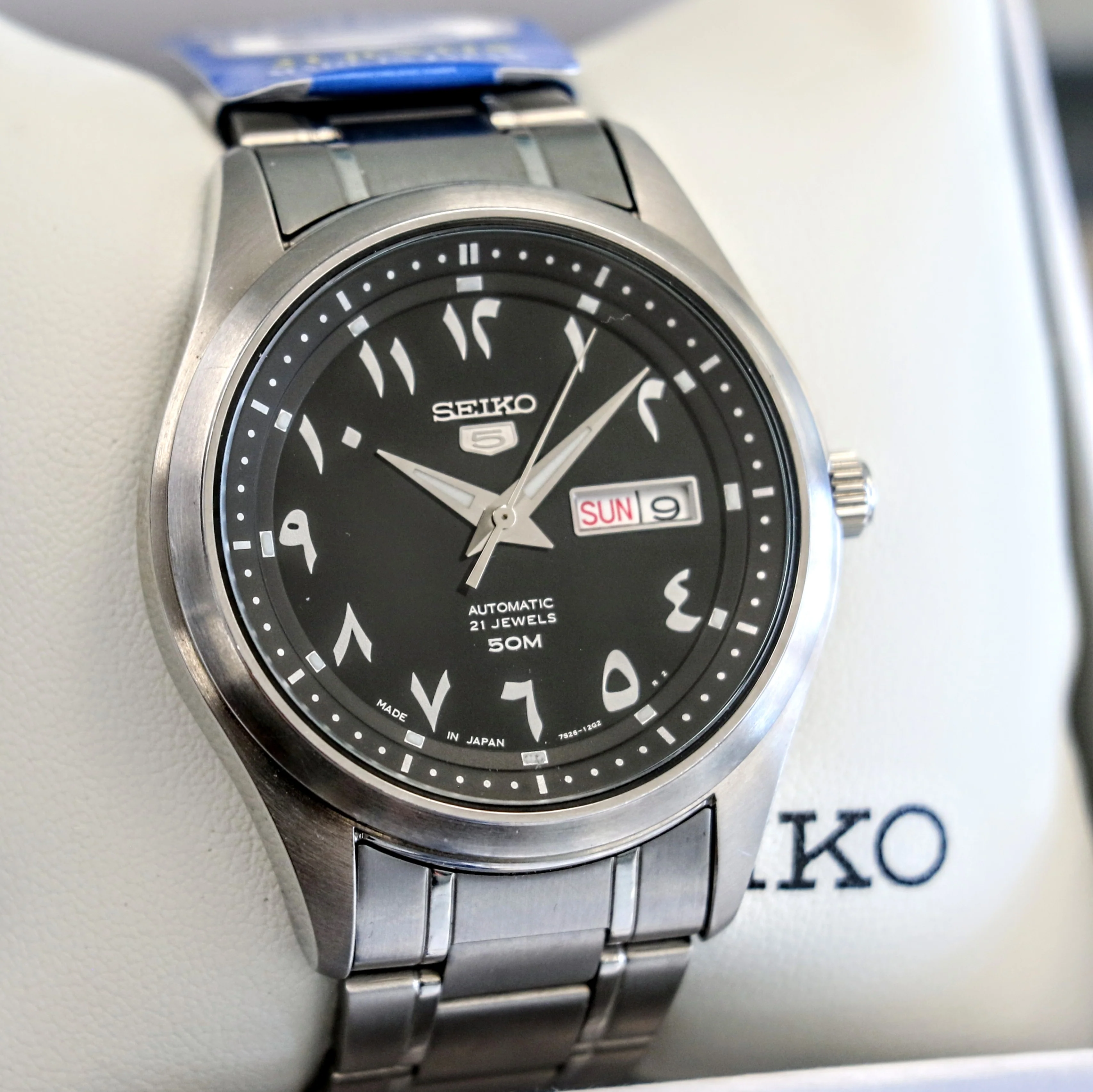 SEIKO 5 Automatic Watch Black Arabic Dial Wristwatch Ref. SNKP21J1 Box & Papers! - Image 3