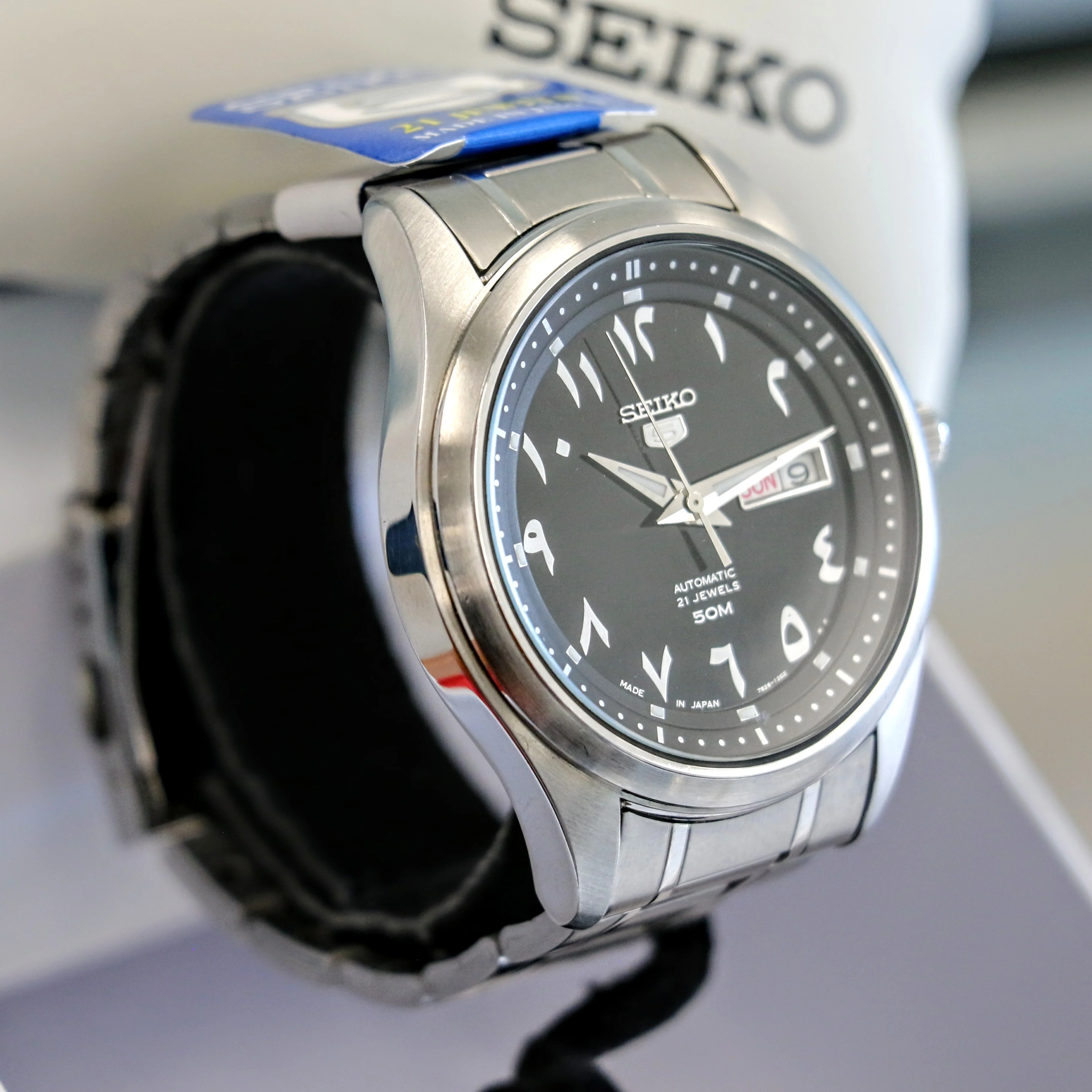 SEIKO 5 Automatic Watch Black Arabic Dial Wristwatch Ref. SNKP21J1 Box & Papers! - Image 7