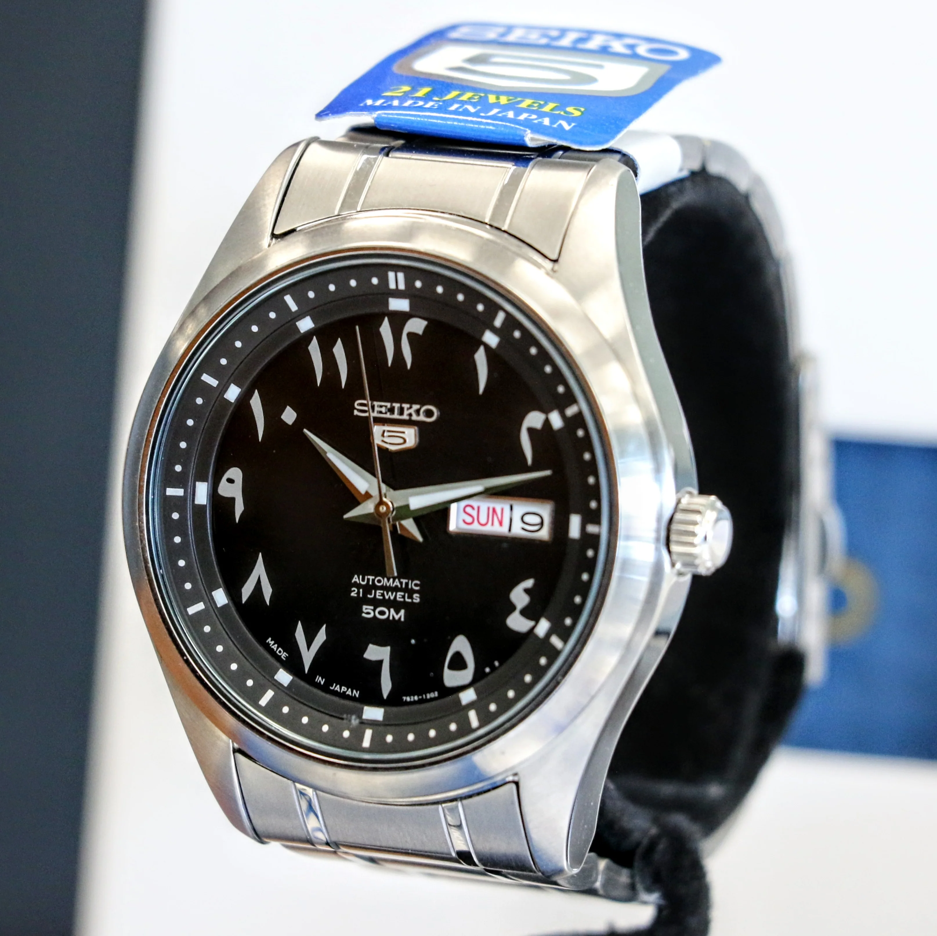 SEIKO 5 Automatic Watch Black Arabic Dial Wristwatch Ref. SNKP21J1 Box & Papers! - Image 8