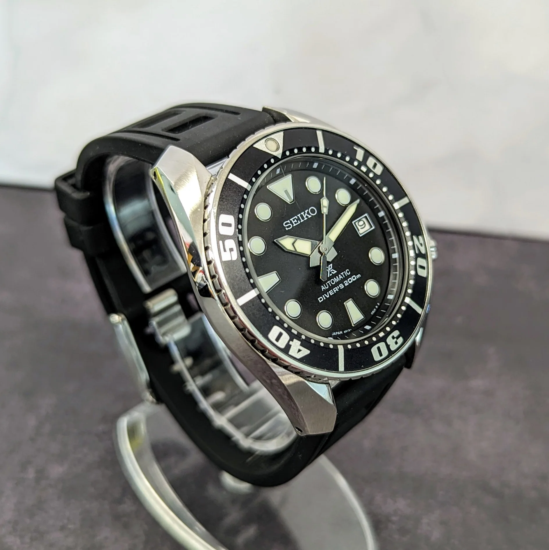 Seiko Prospex Automatic Diver Watch SBDC031 "Black Sumo" Scuba 200m Date Indicator - S.S. Case - Image 3
