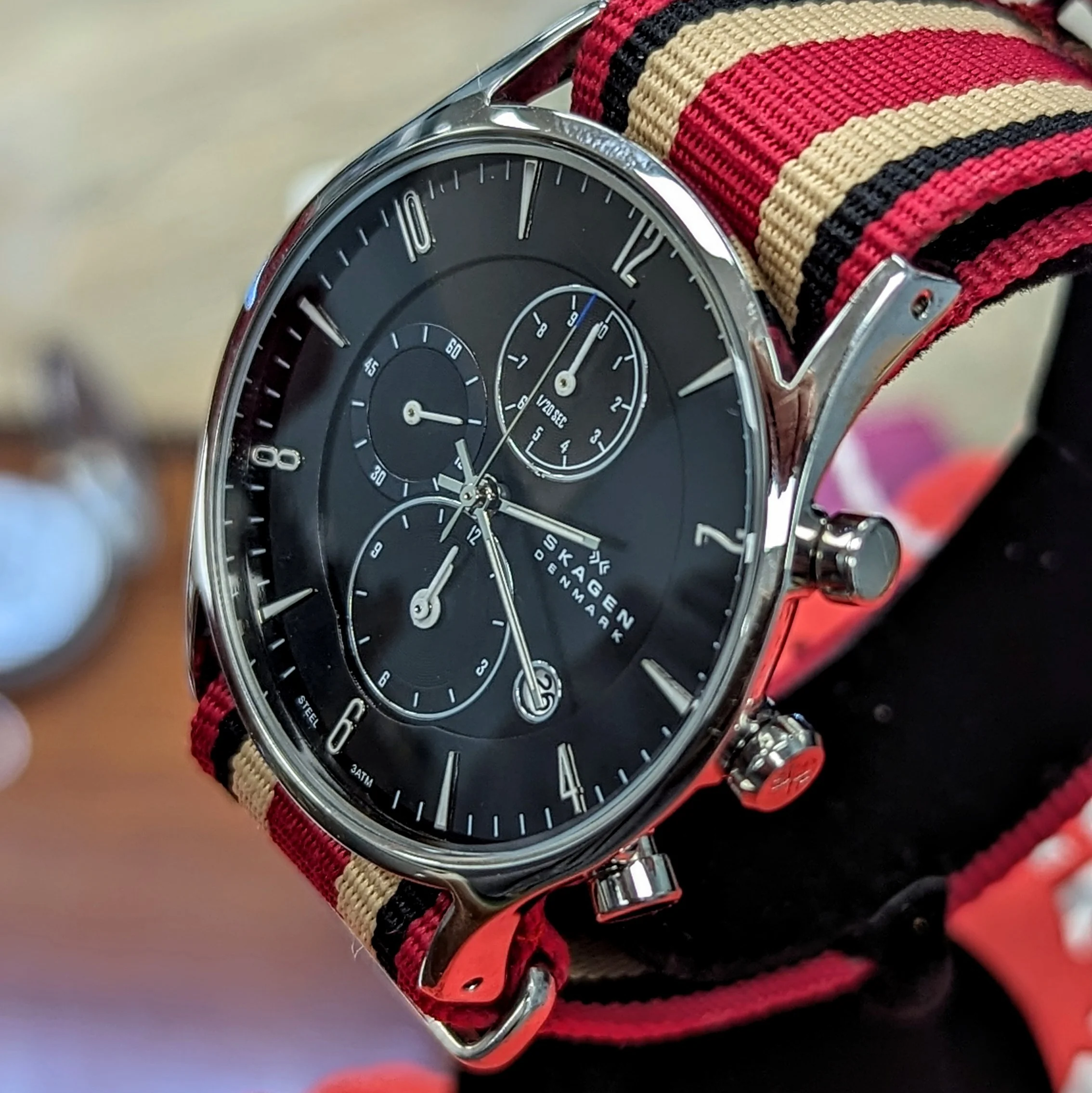 SKAGEN Denmark Chronograph Watch Black Dial Quartz Wristwatch 329XLSLB - ALL S.S. - Image 2