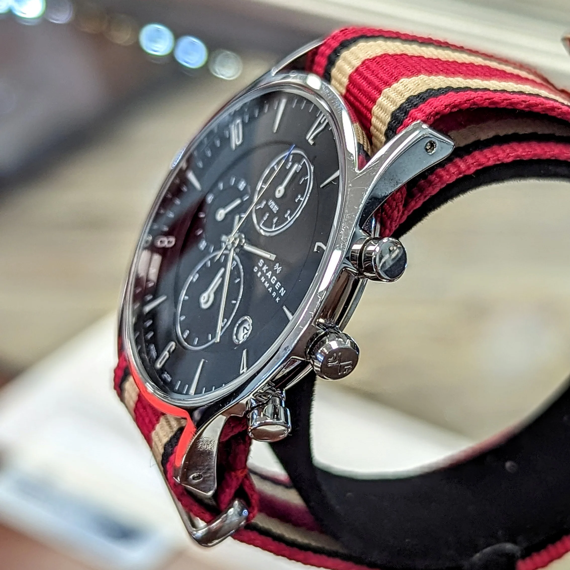 SKAGEN Denmark Chronograph Watch Black Dial Quartz Wristwatch 329XLSLB - ALL S.S. - Image 3