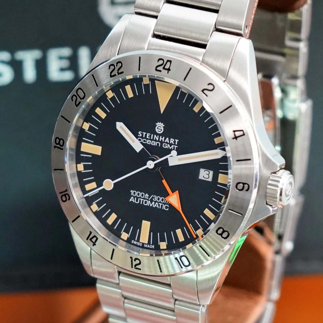 STEINHART Ocean One Vintage GMT Diver Watch Automatic Wristwatch SW330-2 - In Original Double BOX! - Image 4