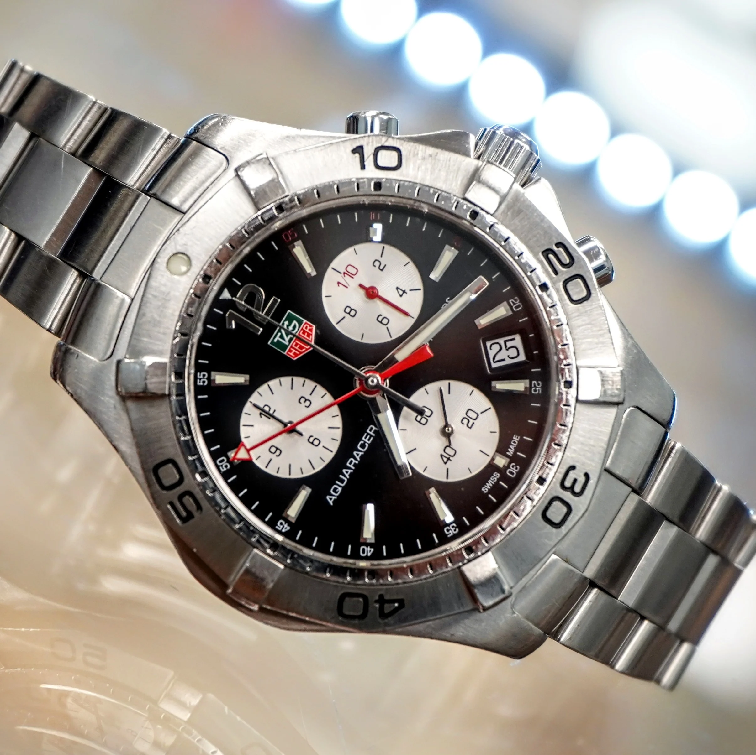 TAG HEUER Aquaracer Black Dial Watch 300M Chronograph Wristwatch Ref. CAF1110 - Image 10