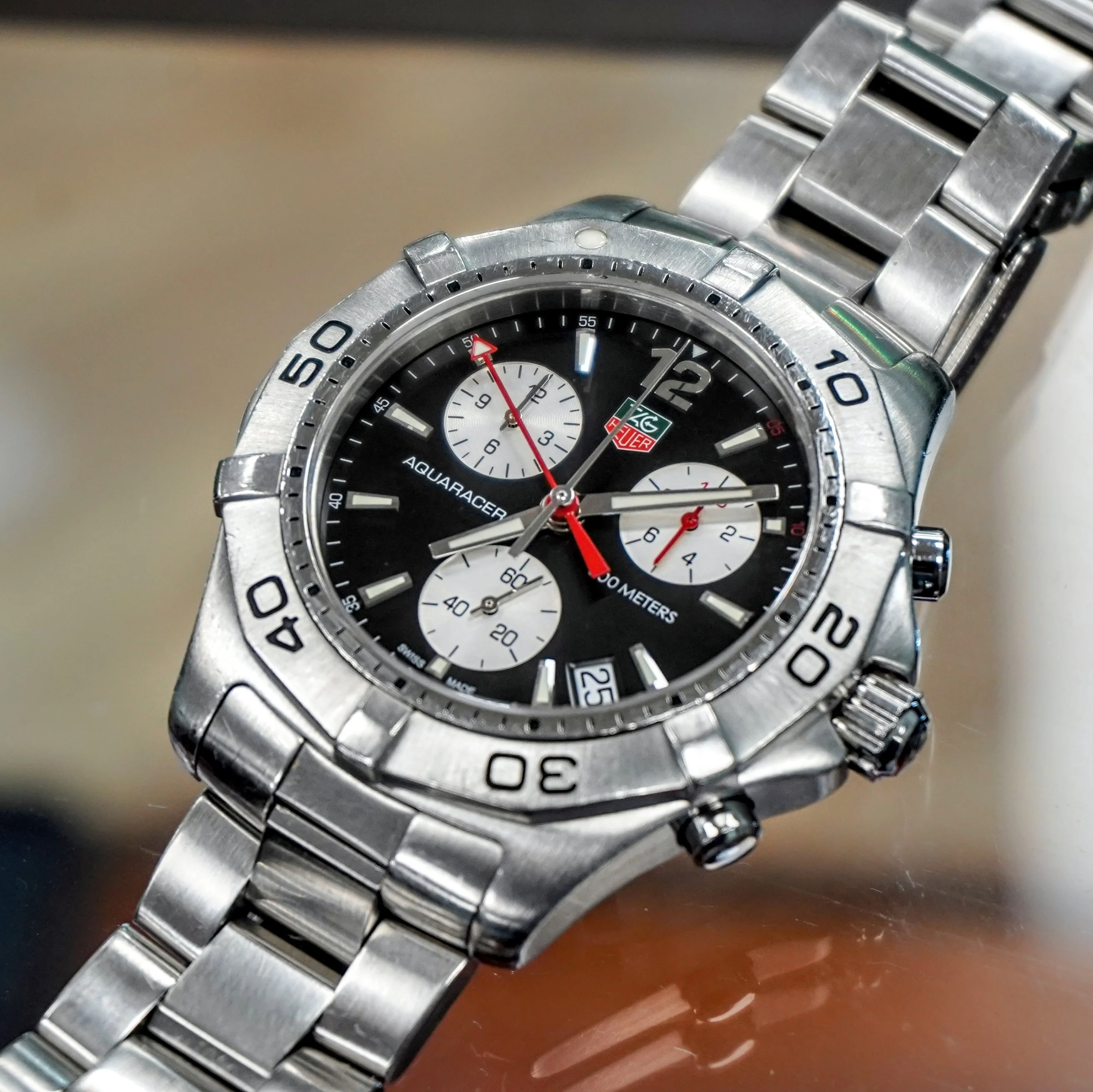 TAG HEUER Aquaracer Black Dial Watch 300M Chronograph Wristwatch Ref. CAF1110 - Image 11