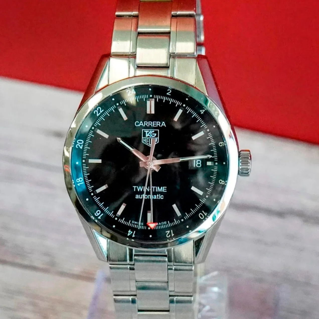Tag Heuer Carrera Twin-Time Automatic Watch WV2115-0 GMT Date 39mm ALL S.S. Box & Papers