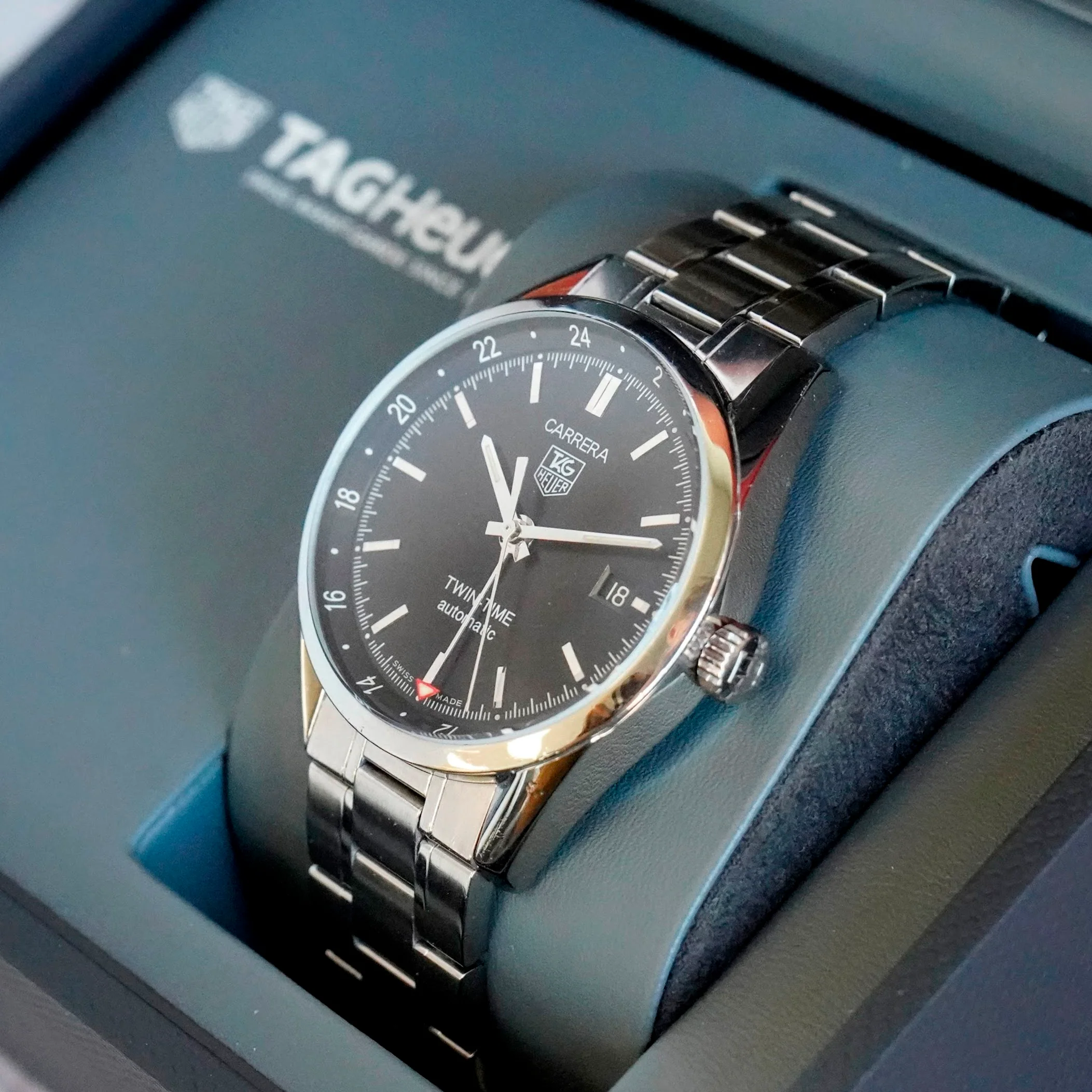 Tag Heuer Carrera Twin-Time Automatic Watch WV2115-0 GMT Date 39mm ALL S.S. Box & Papers - Image 7